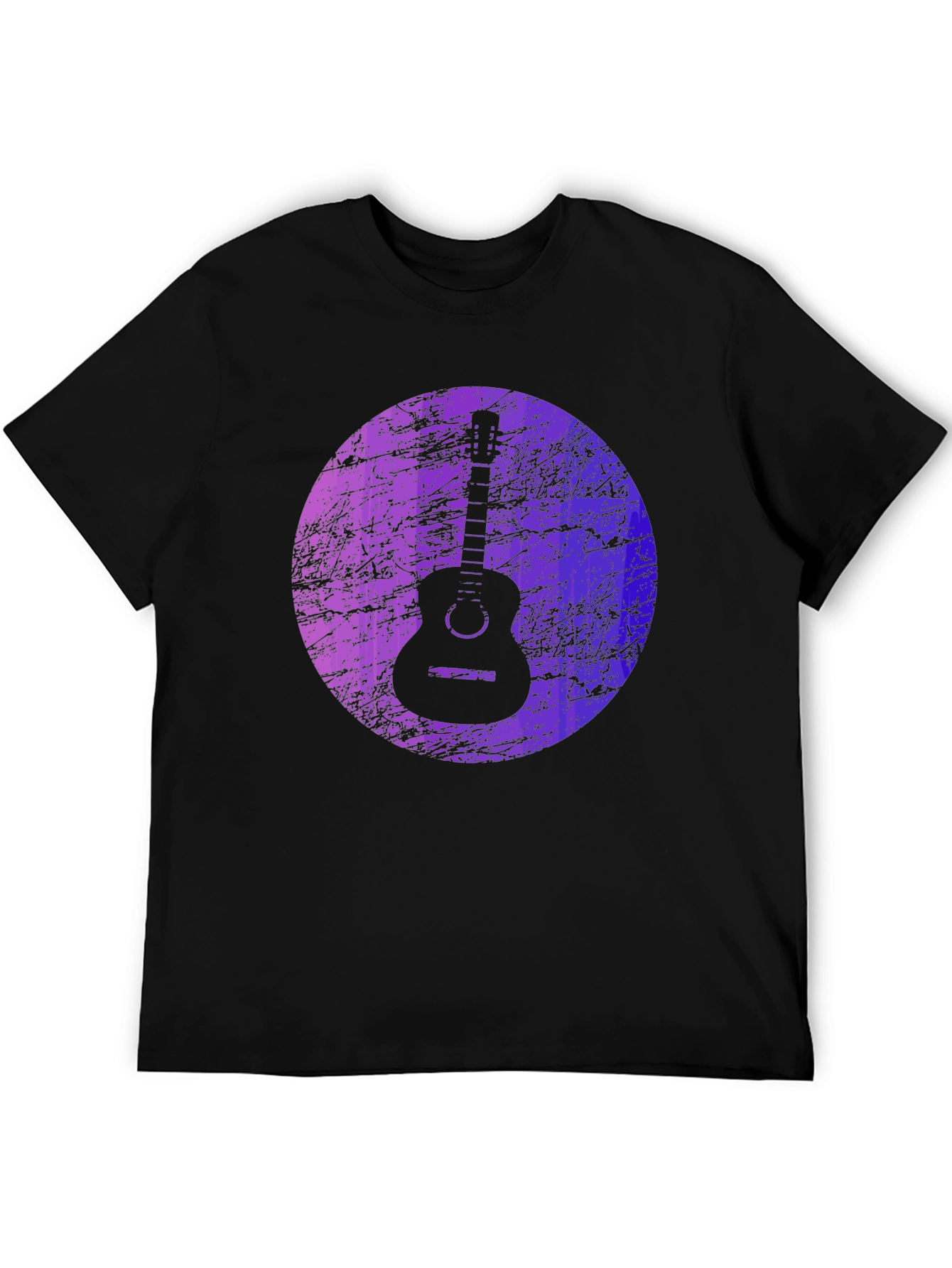 Guitar Graphic Print Black T-Shirt