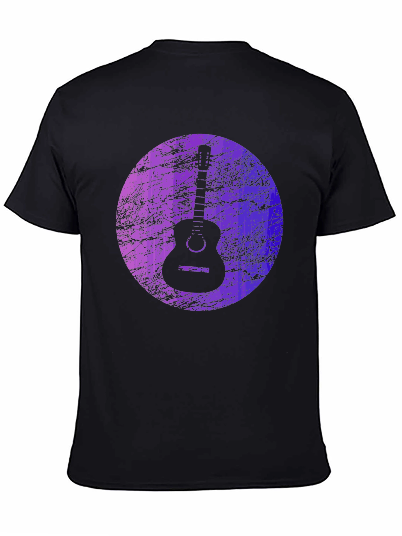Guitar Graphic Print Black T-Shirt
