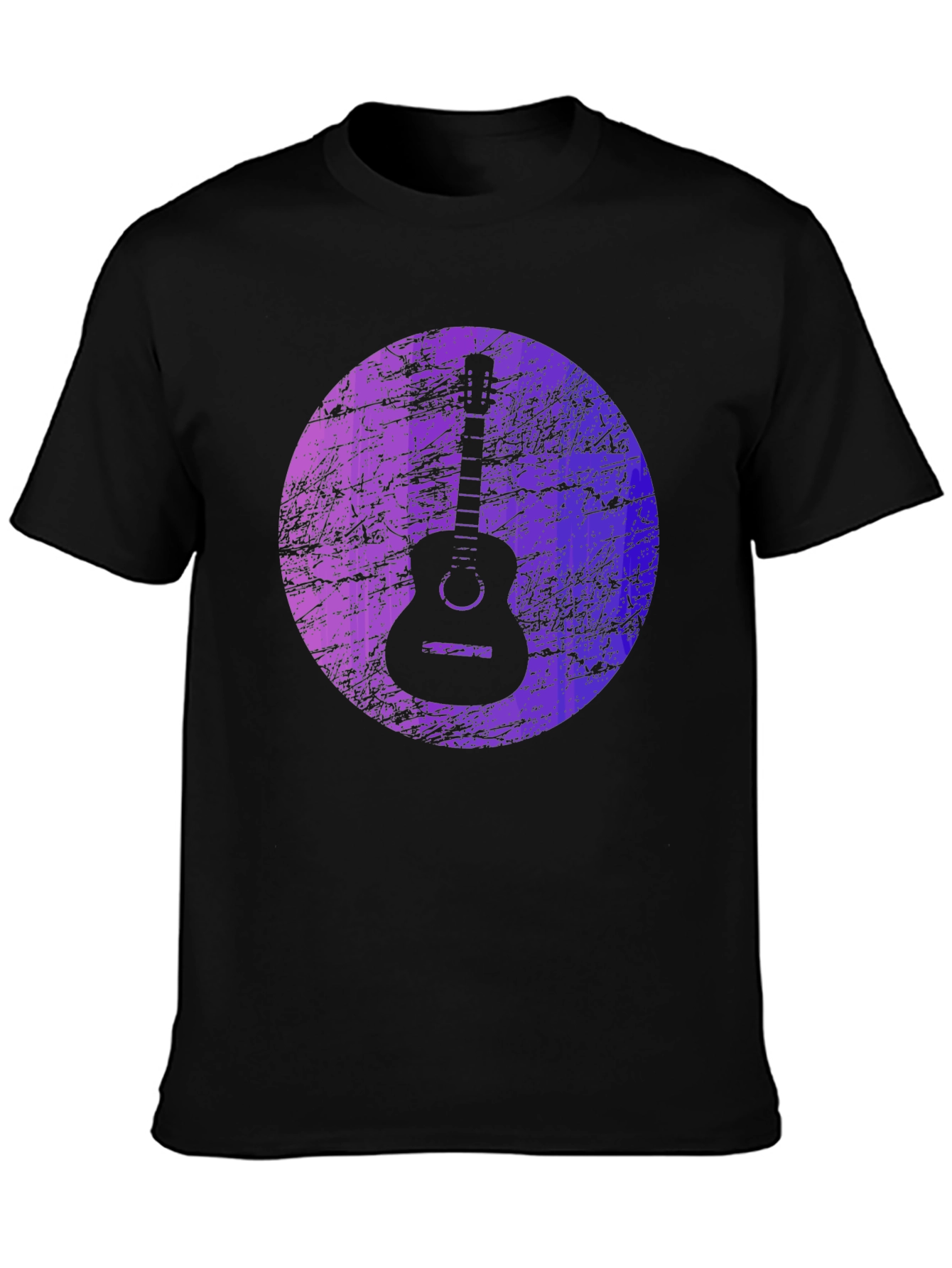 Guitar Graphic Print Black T-Shirt