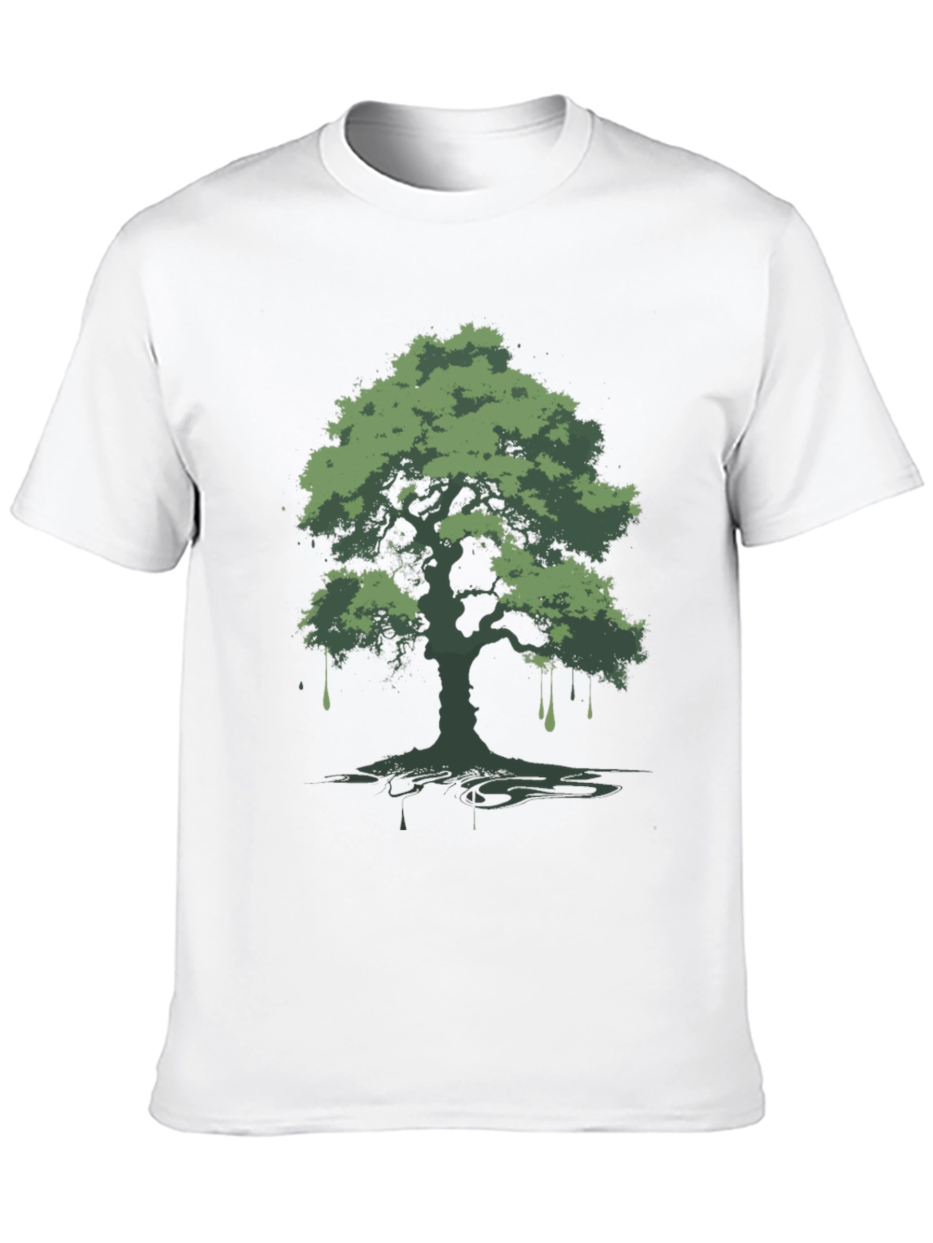Green Tree Graphic Black T-Shirt