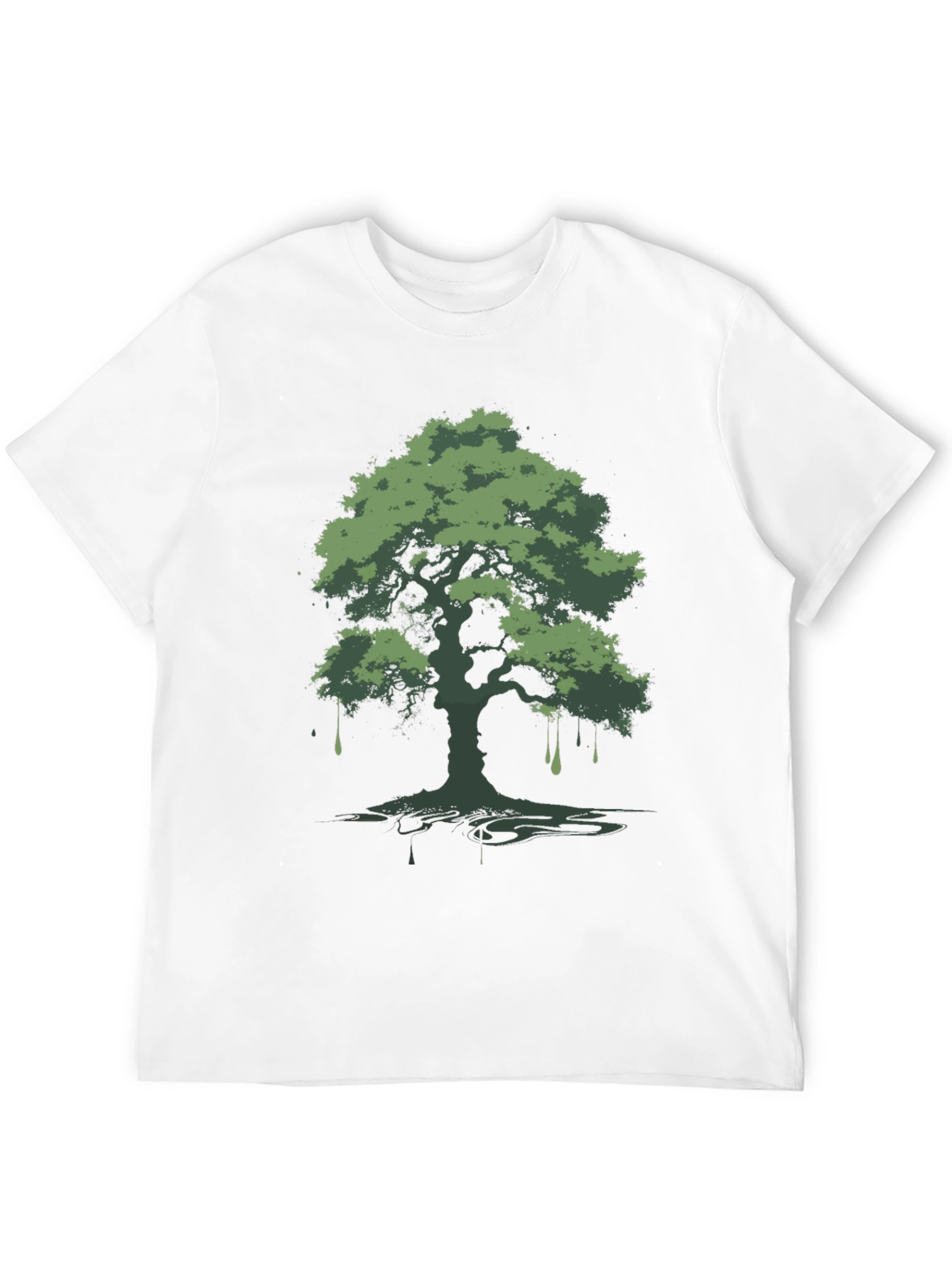 Green Tree Graphic Black T-Shirt