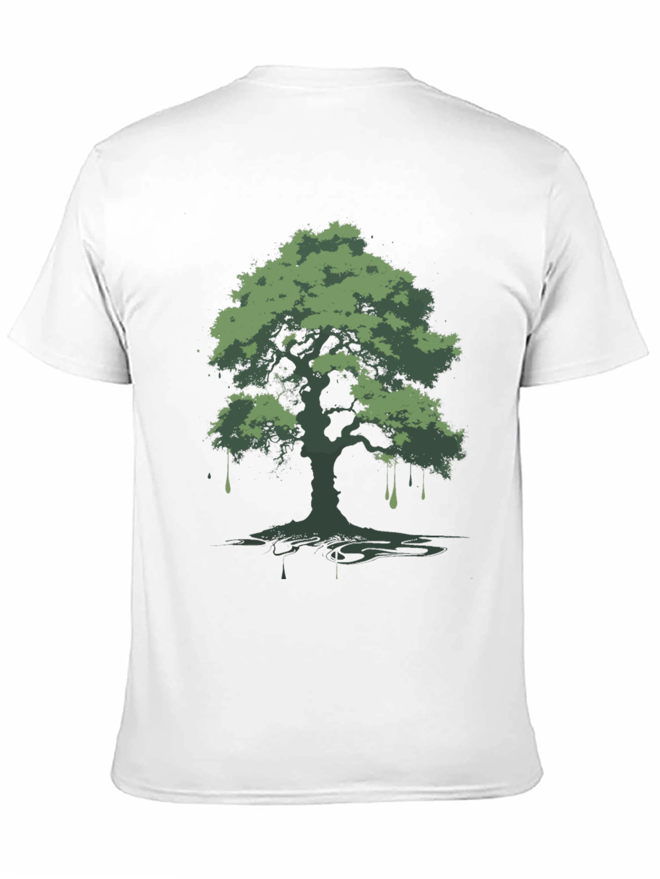 Green Tree Graphic Black T-Shirt
