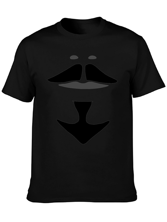 Abstract Face Graphic T-Shirt - Black