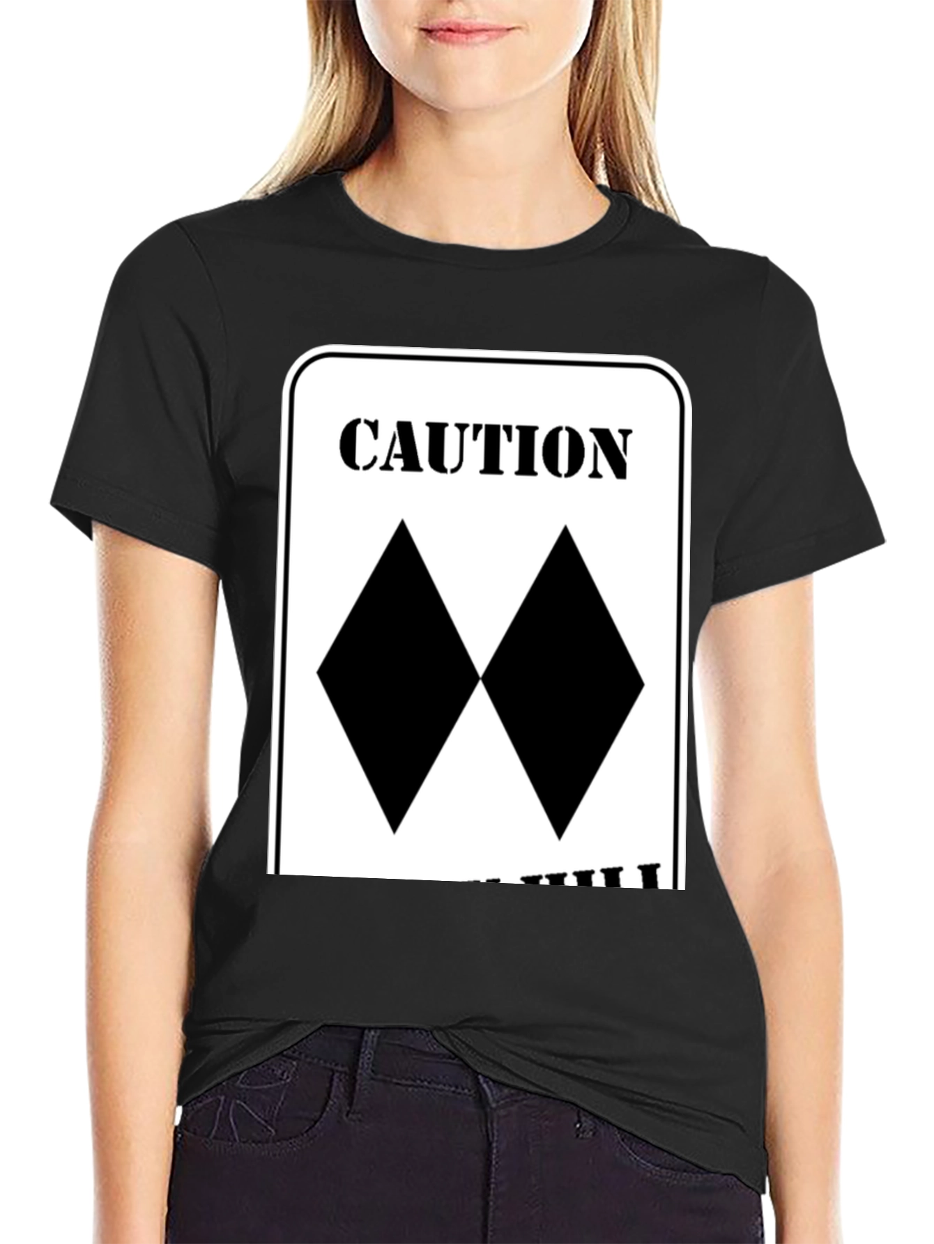 Caution Double Black Diamond Skiing T-Shirt