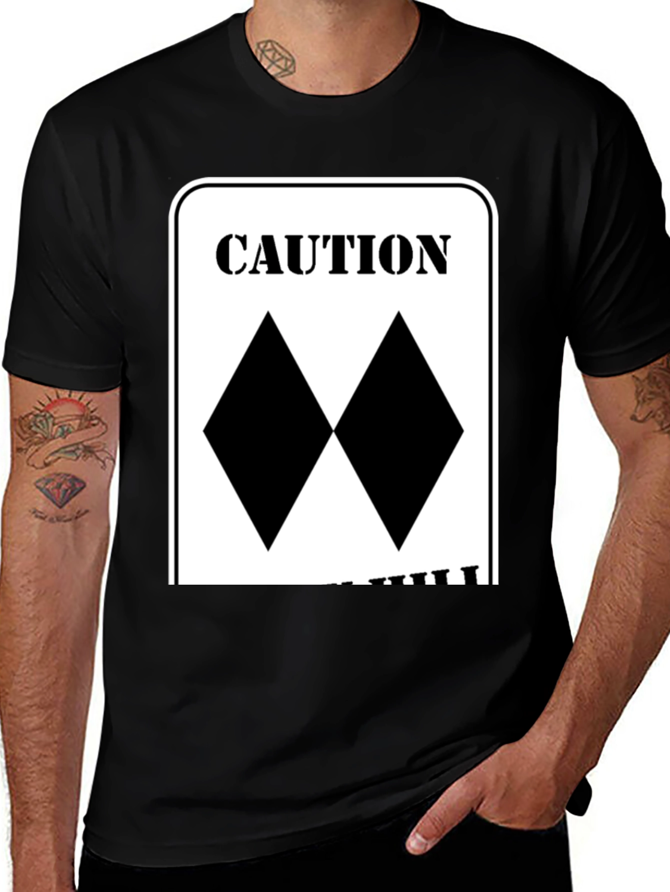 Caution Double Black Diamond Skiing T-Shirt