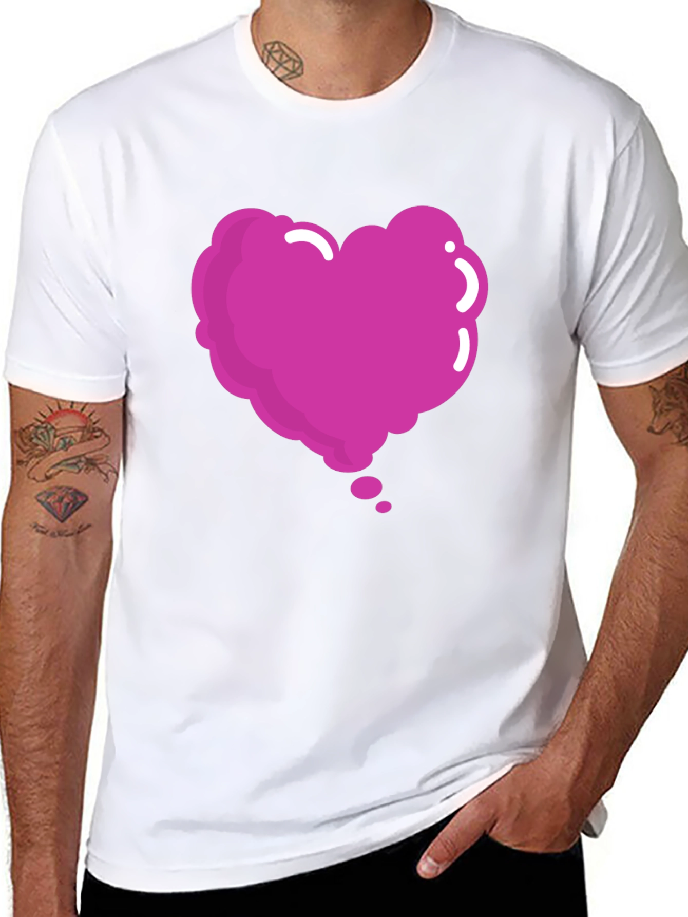 Heart Bubble Graphic Tee - Black Cotton Blend