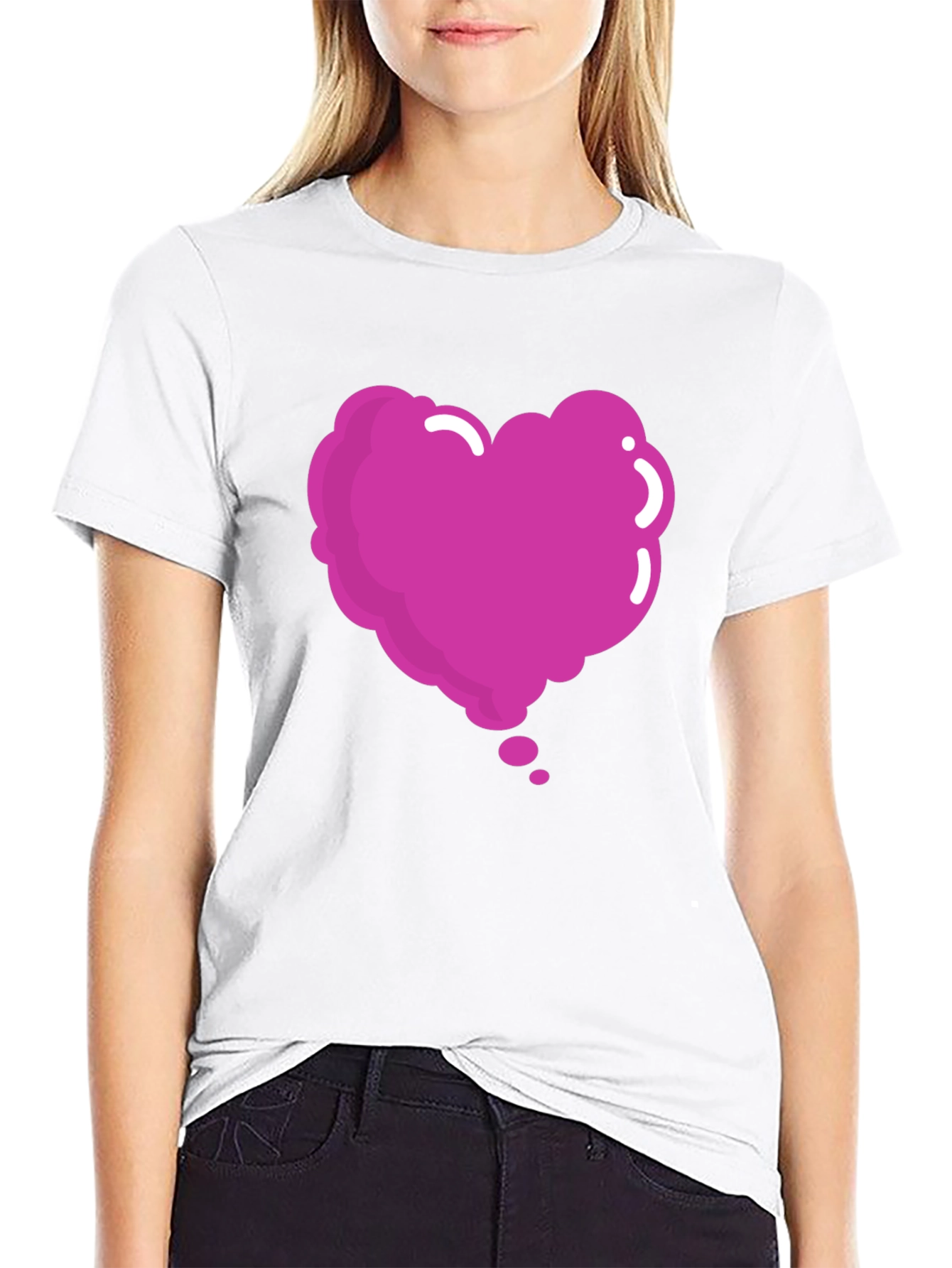 Heart Bubble Graphic Tee - Black Cotton Blend