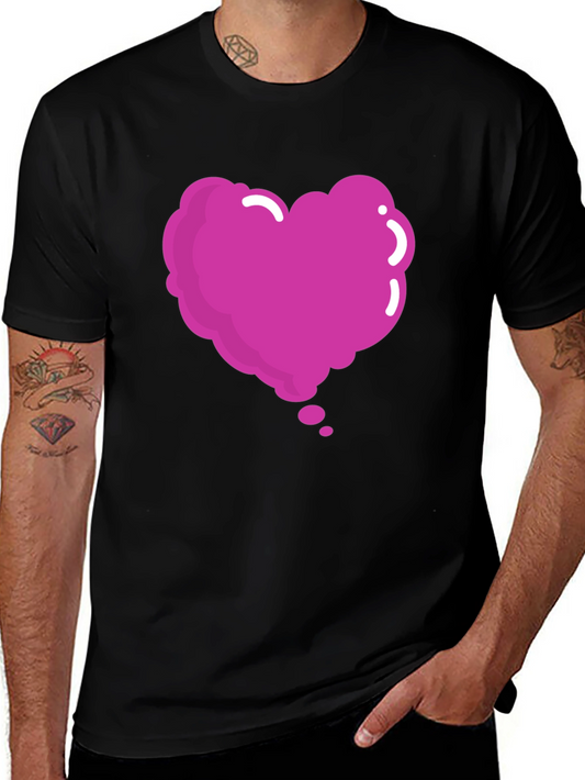 Heart Bubble Graphic Tee - Black Cotton Blend