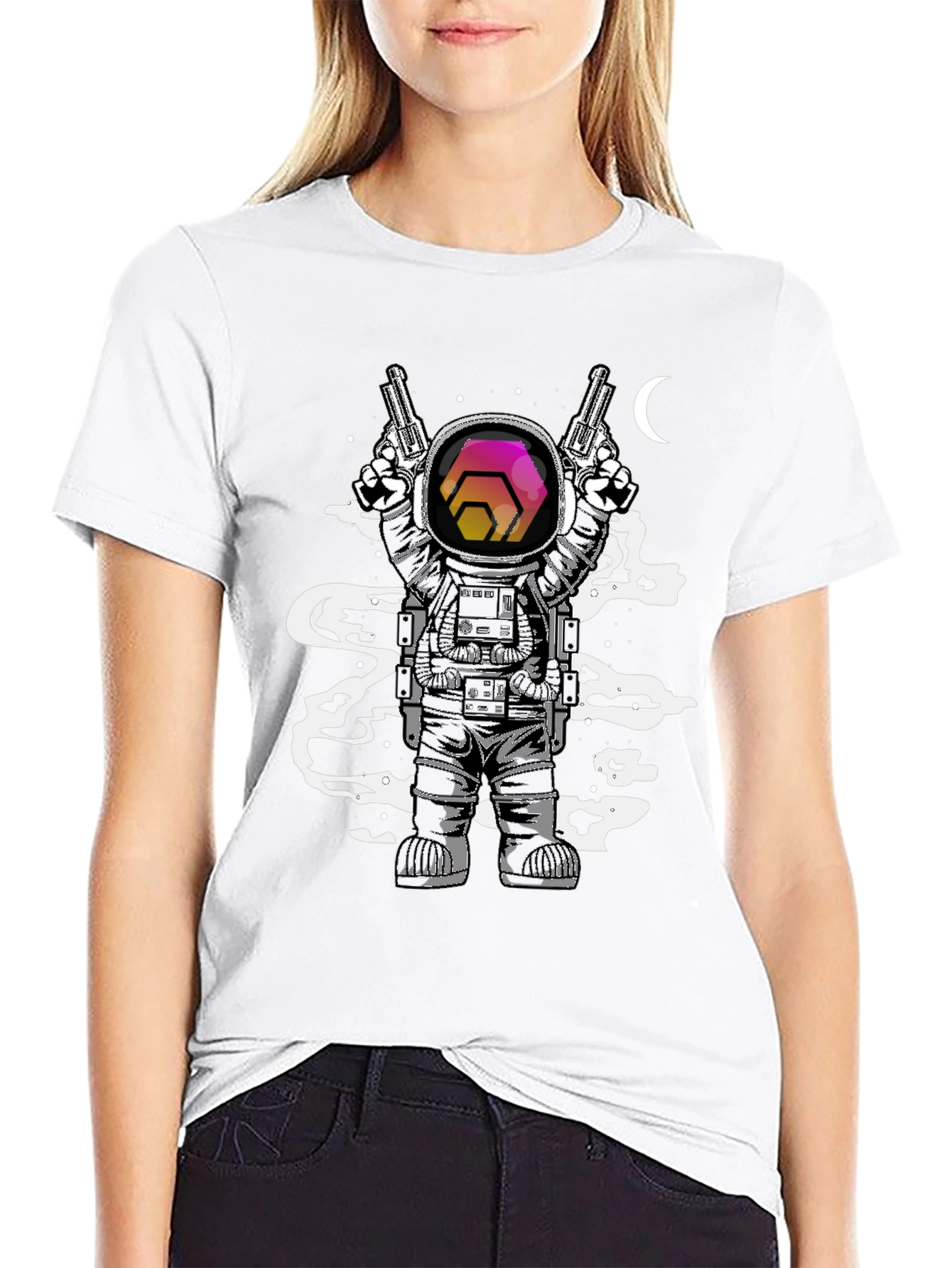 Astronaut HEX Crypto T-Shirt - Space Gun Design