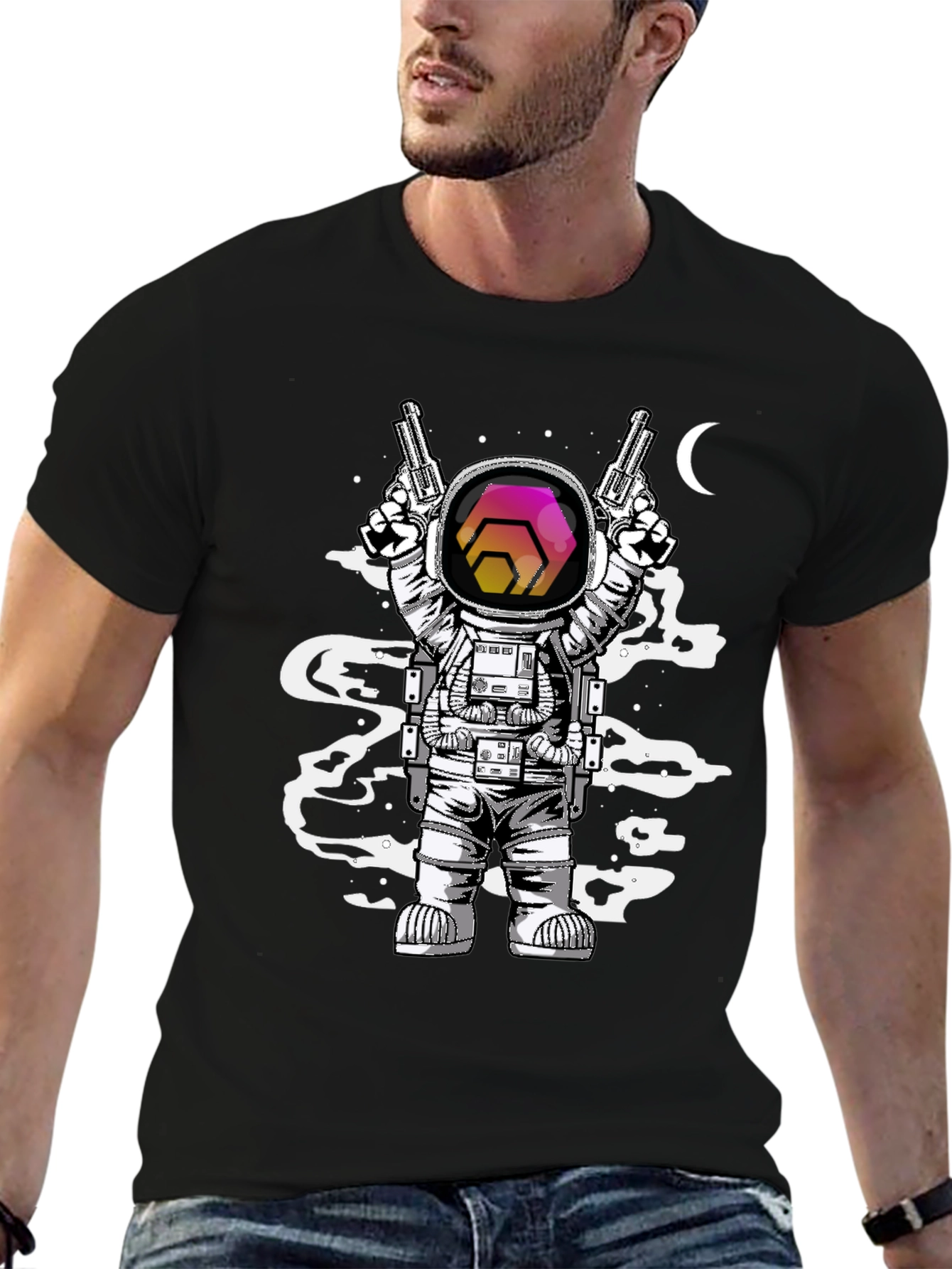 Astronaut HEX Crypto T-Shirt - Space Gun Design