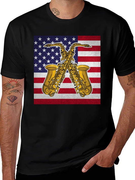 American Saxophone T-Shirt - Patriotic Music Tee