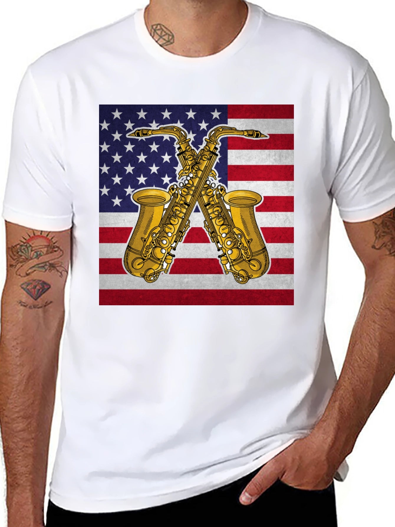 American Saxophone T-Shirt - Patriotic Music Tee