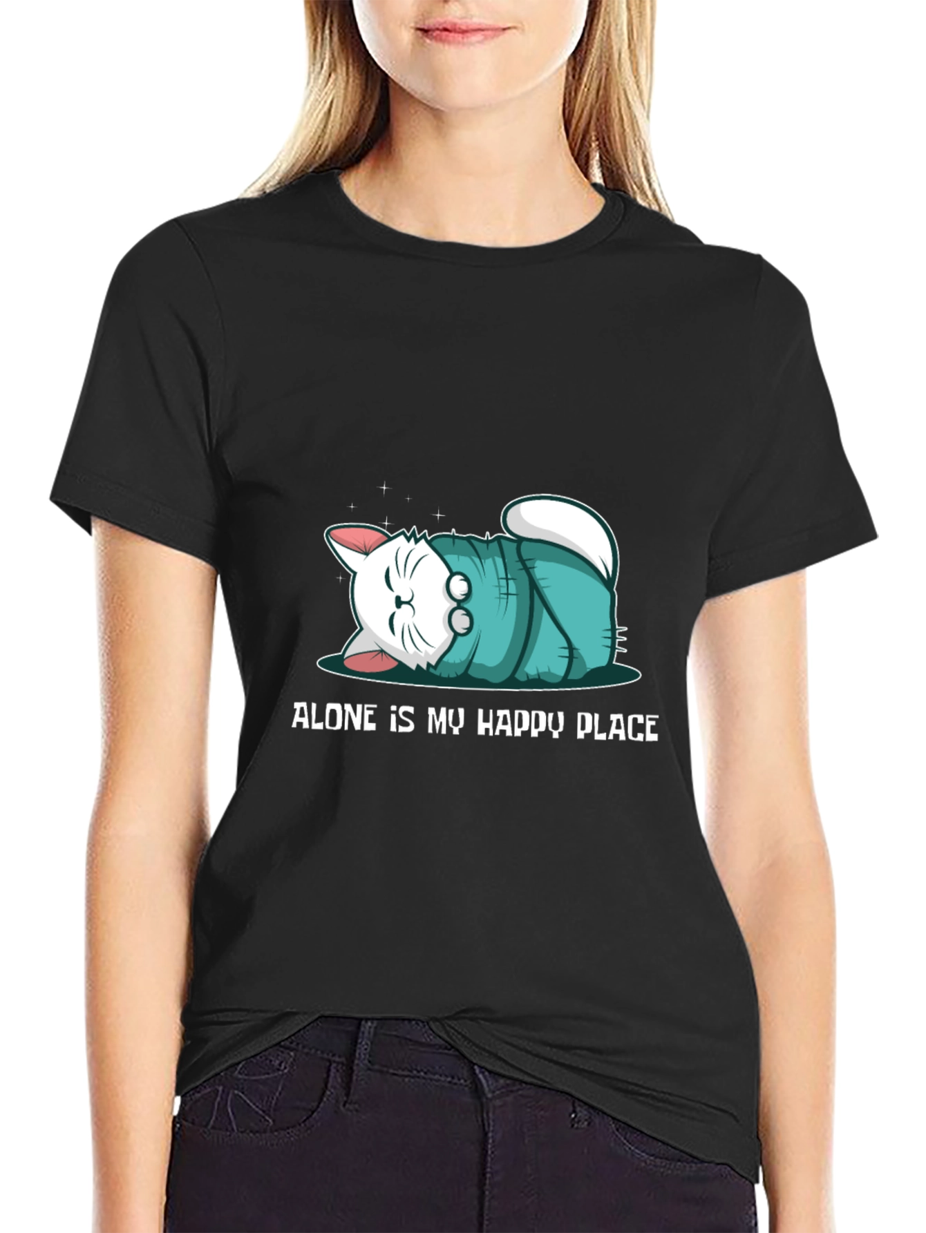 Alone Is My Happy Place Black T-Shirt