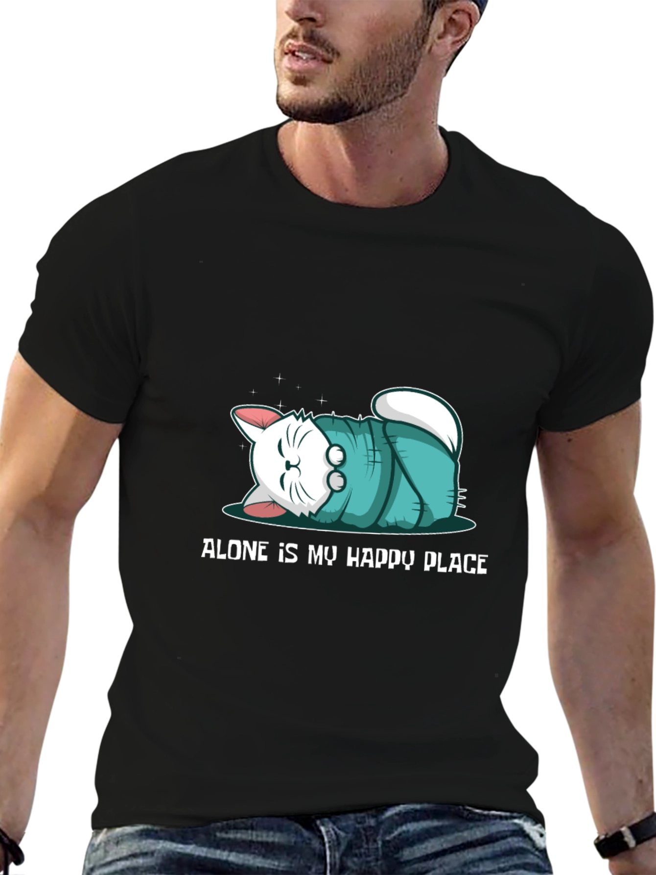 Alone Is My Happy Place Black T-Shirt