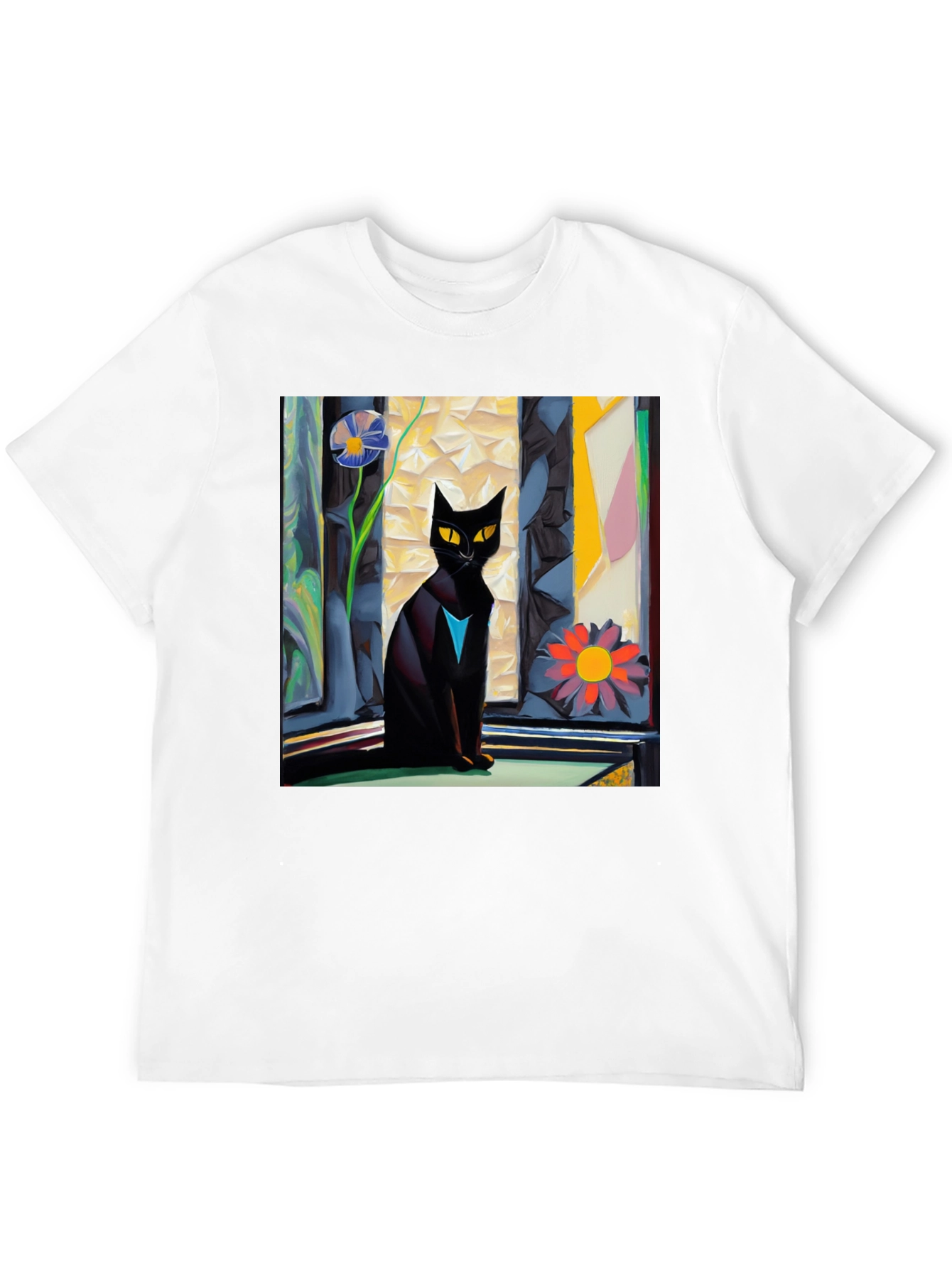 Artistic Cat Graphic Tee - Unique Design