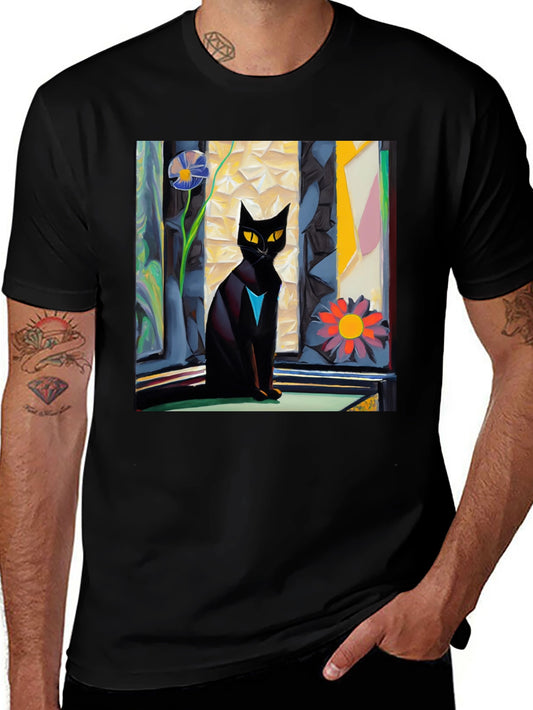 Artistic Cat Graphic Tee - Unique Design