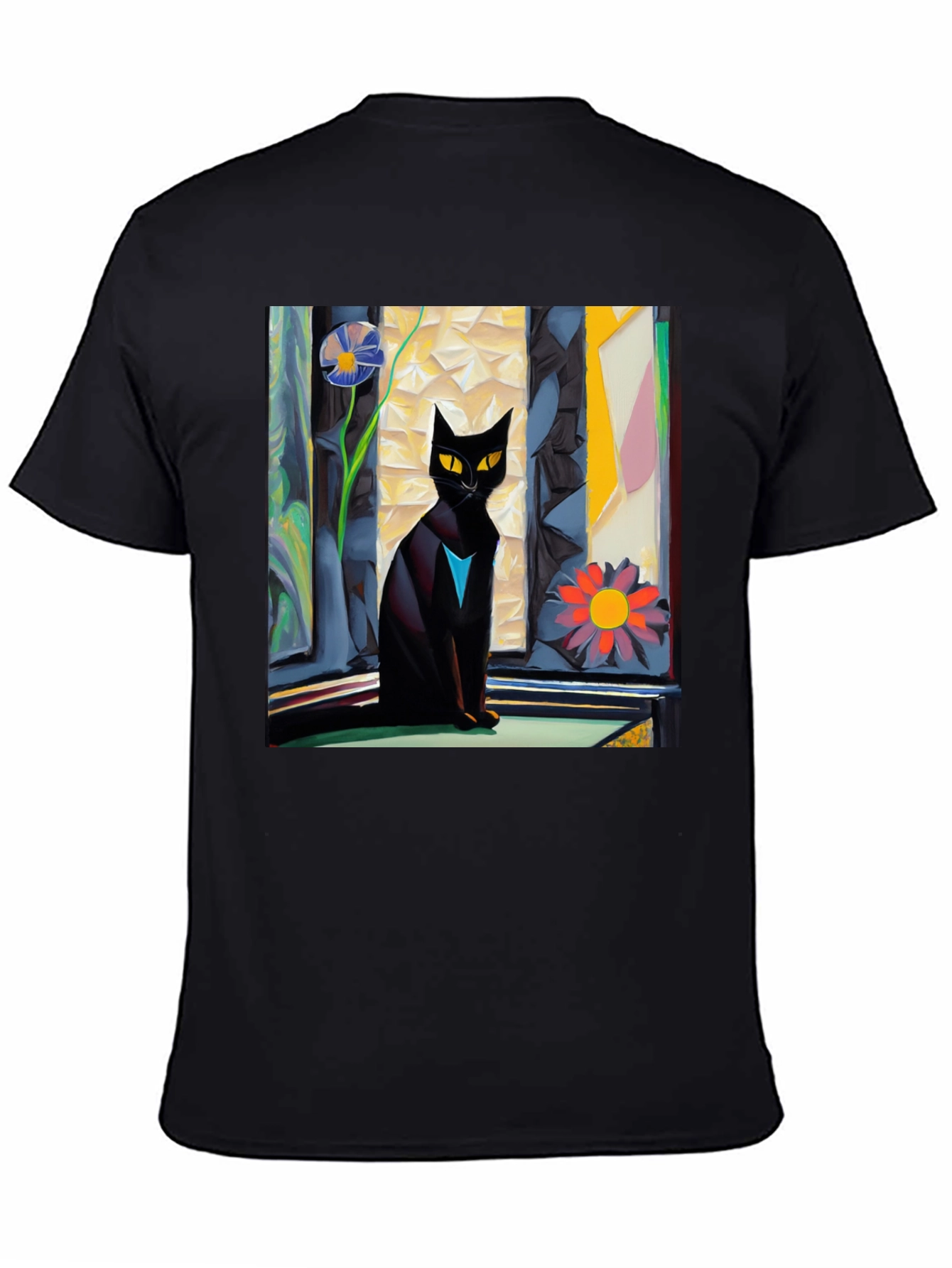 Artistic Cat Graphic Tee - Unique Design