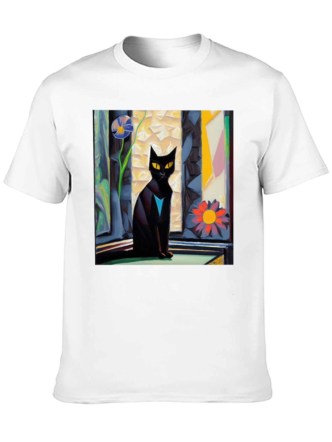 Artistic Cat Graphic Tee - Unique Design
