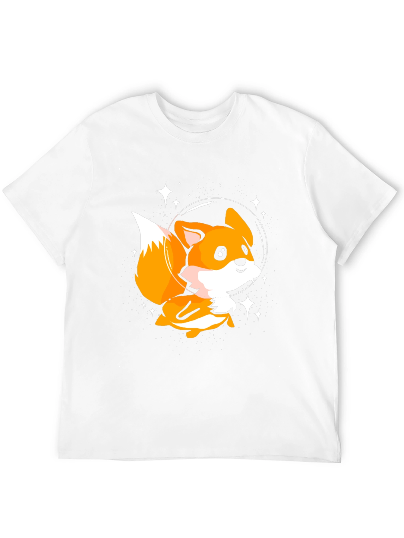 Astronaut Fox Graphic Tee - Black Cotton T-Shirt