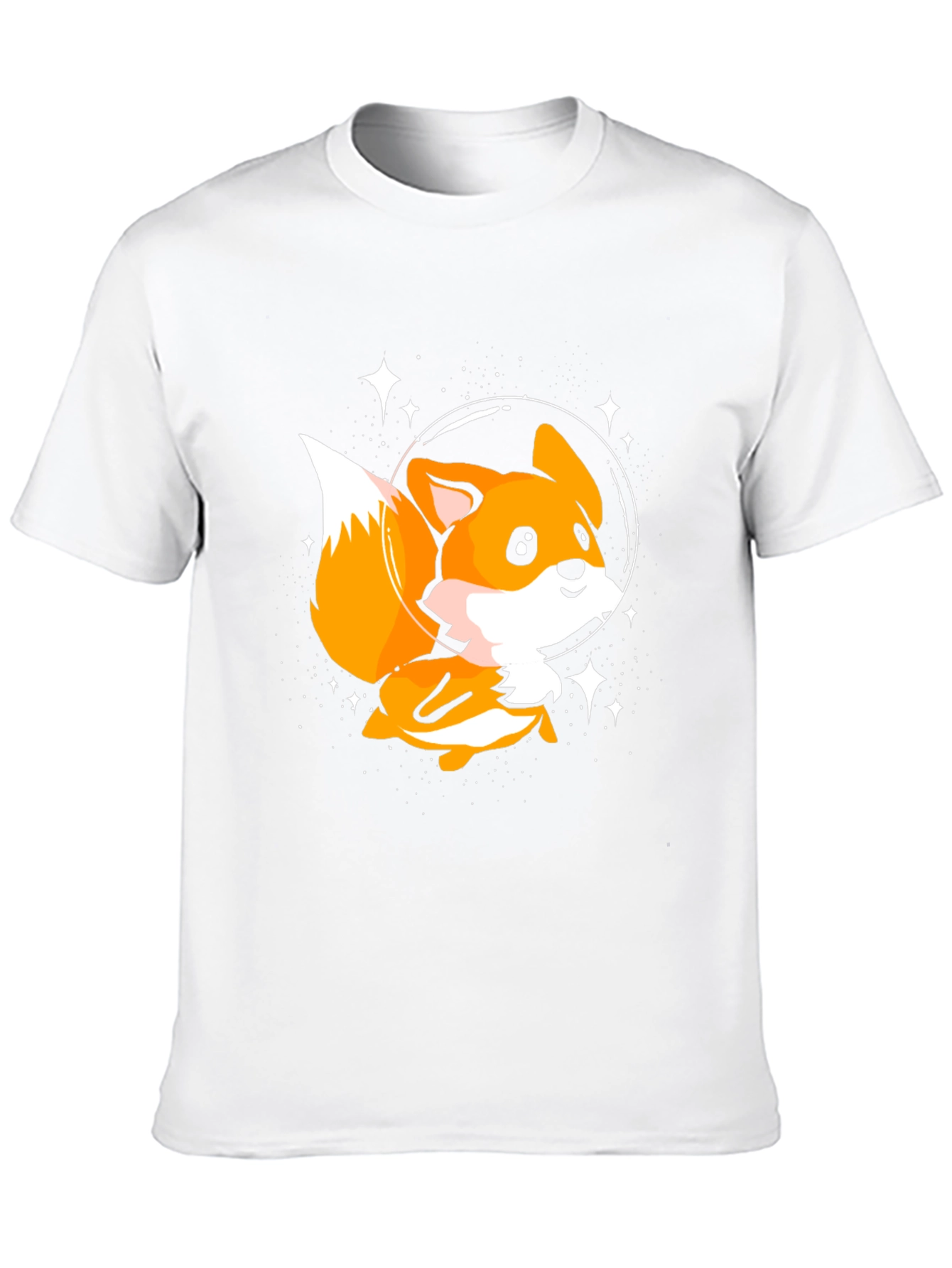 Astronaut Fox Graphic Tee - Black Cotton T-Shirt