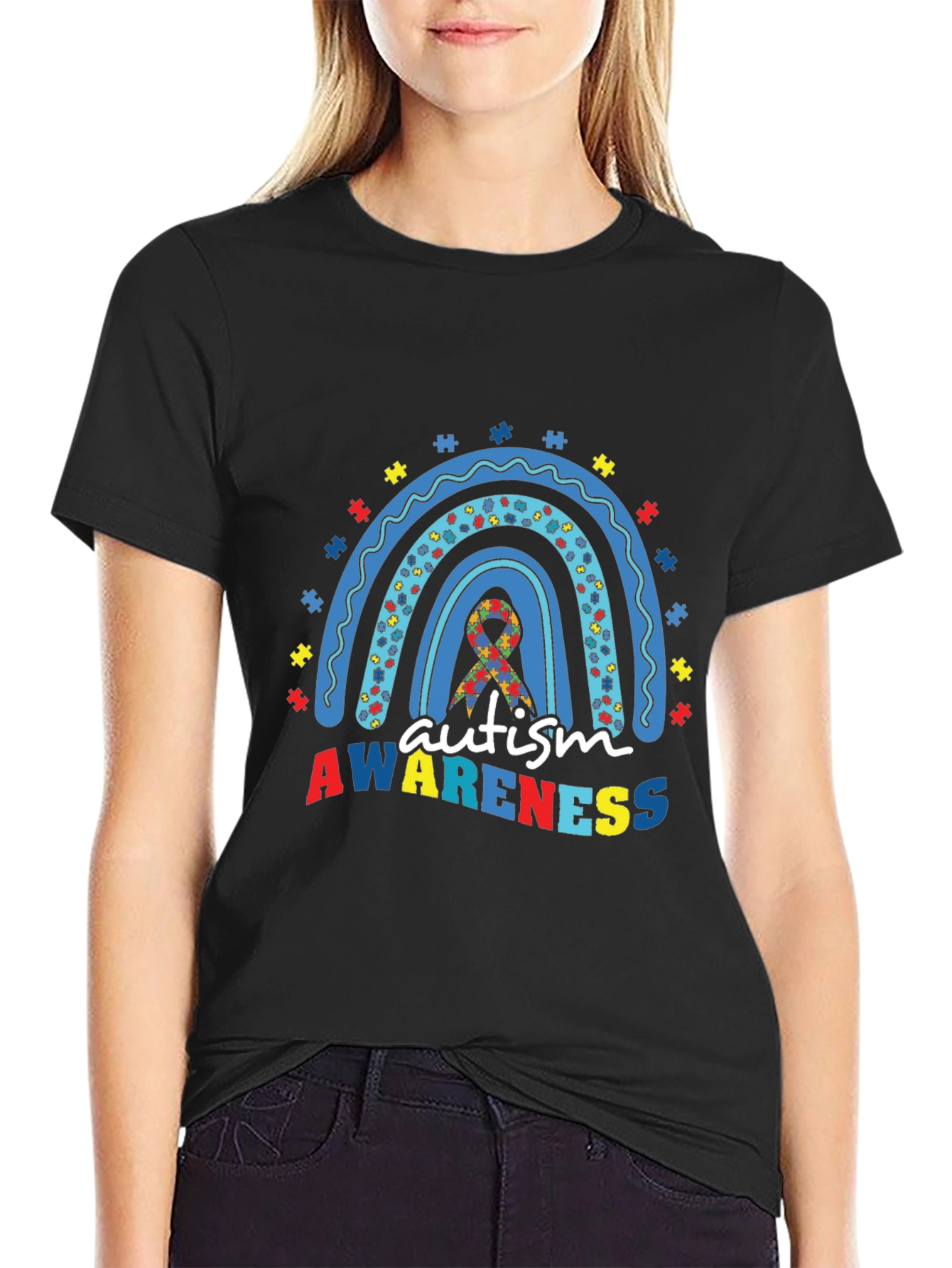 Autism Awareness Rainbow Puzzle T-Shirt