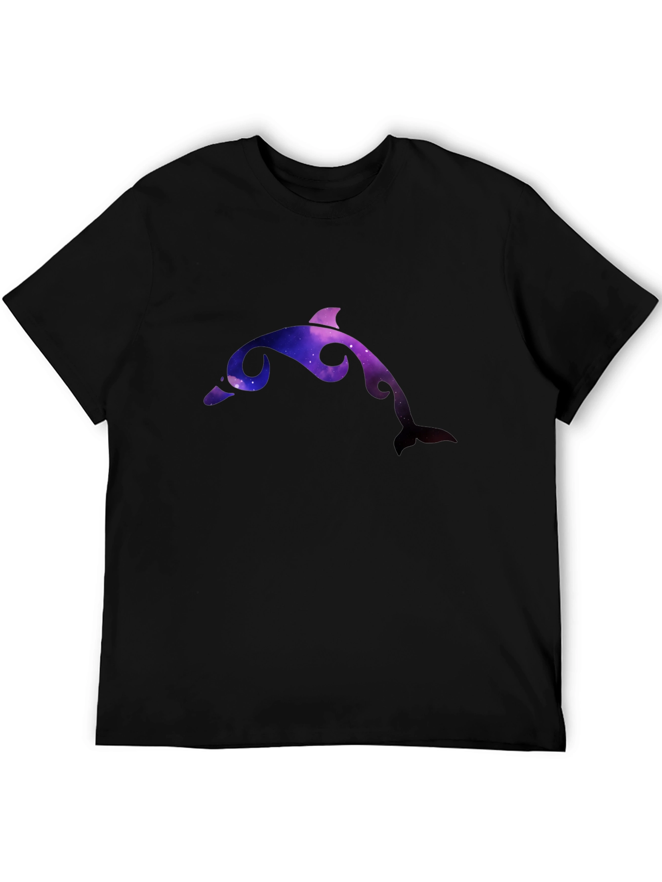 Galaxy Dolphin Graphic Black T-Shirt