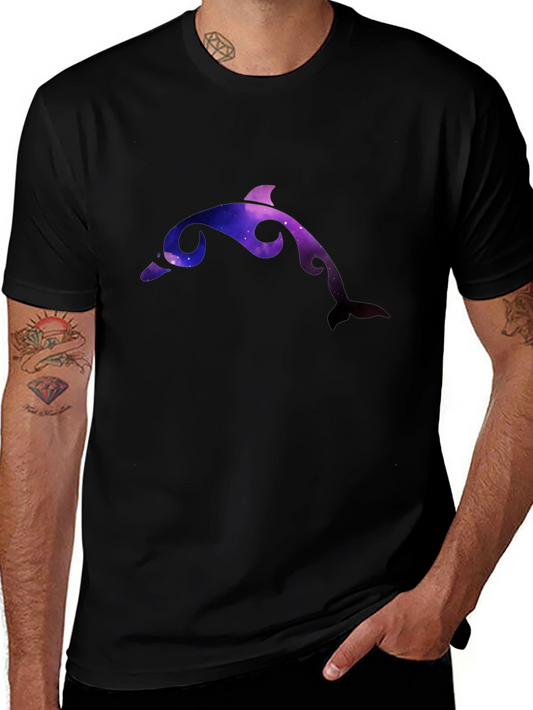 Galaxy Dolphin Graphic Black T-Shirt
