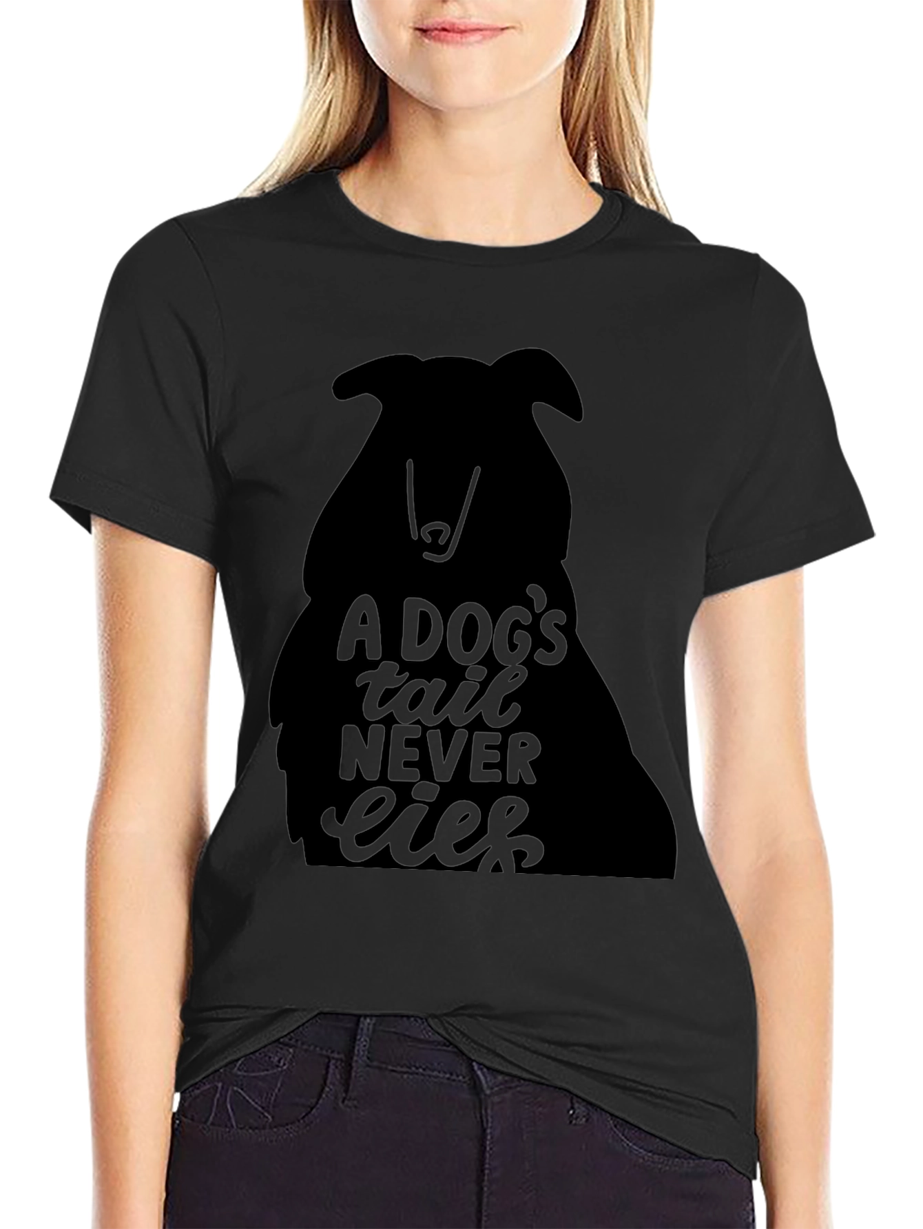 A Dogs Tail Never Lies Black Tee