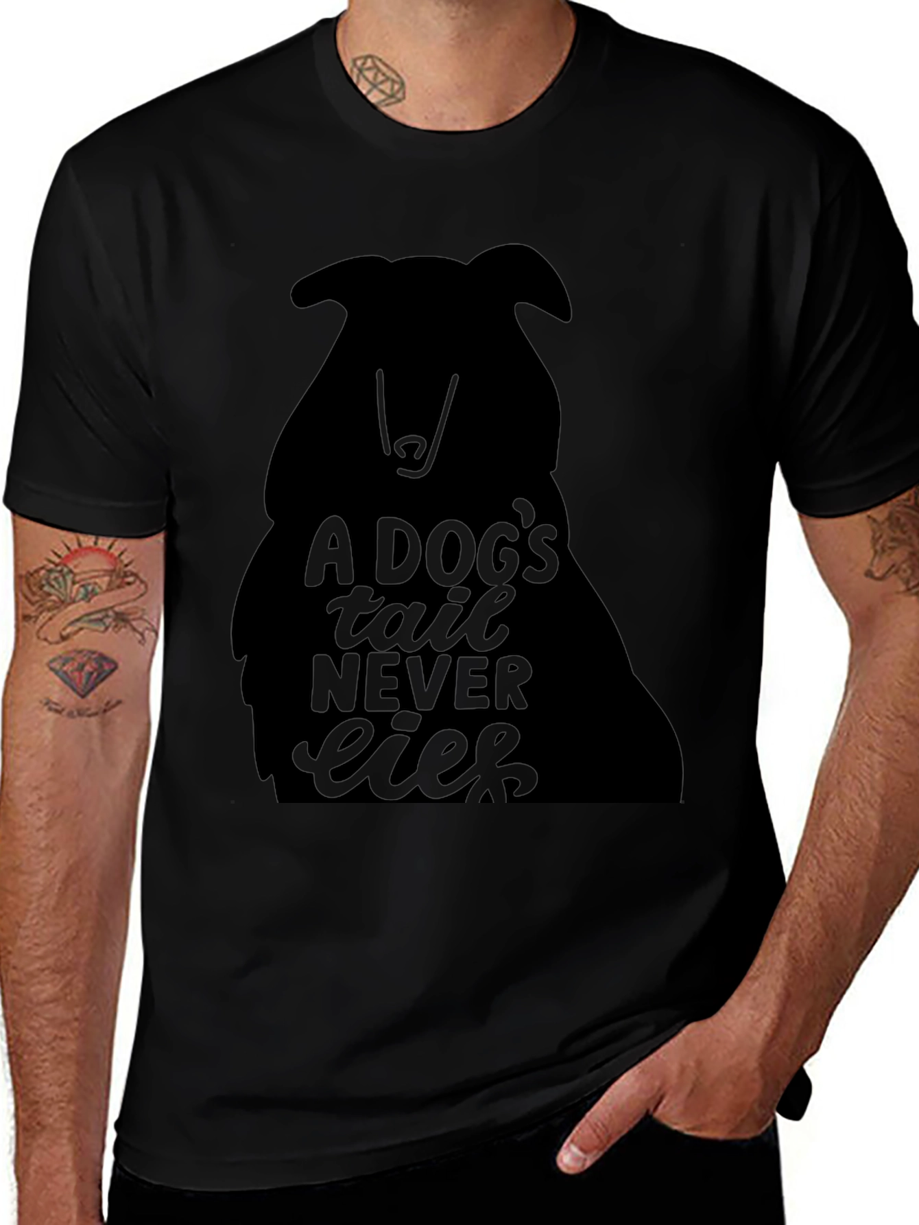 A Dogs Tail Never Lies Black Tee