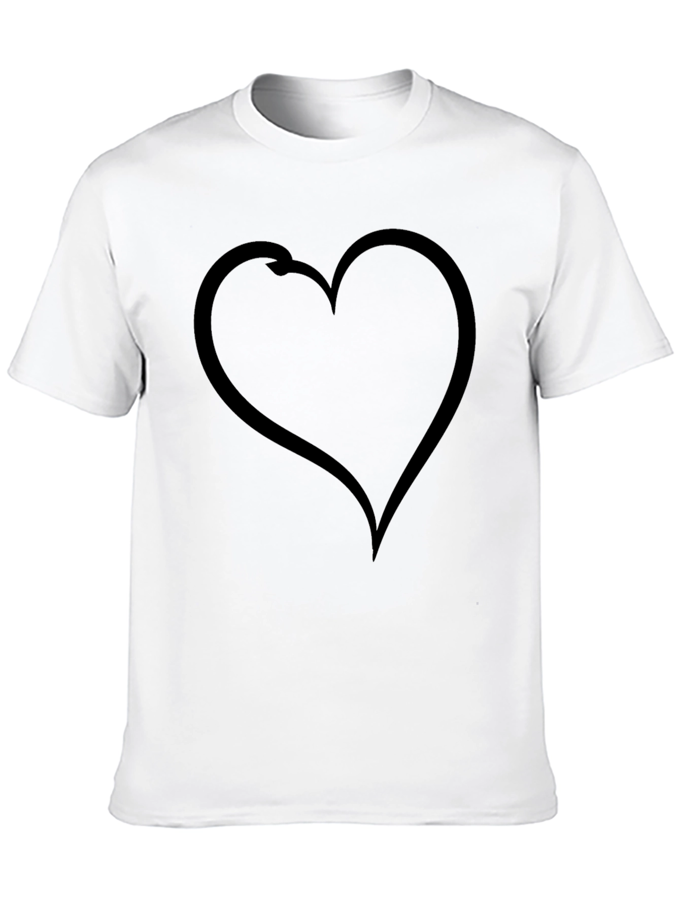 Heart Fishing Hook T-Shirt - Black Cotton Graphic Tee