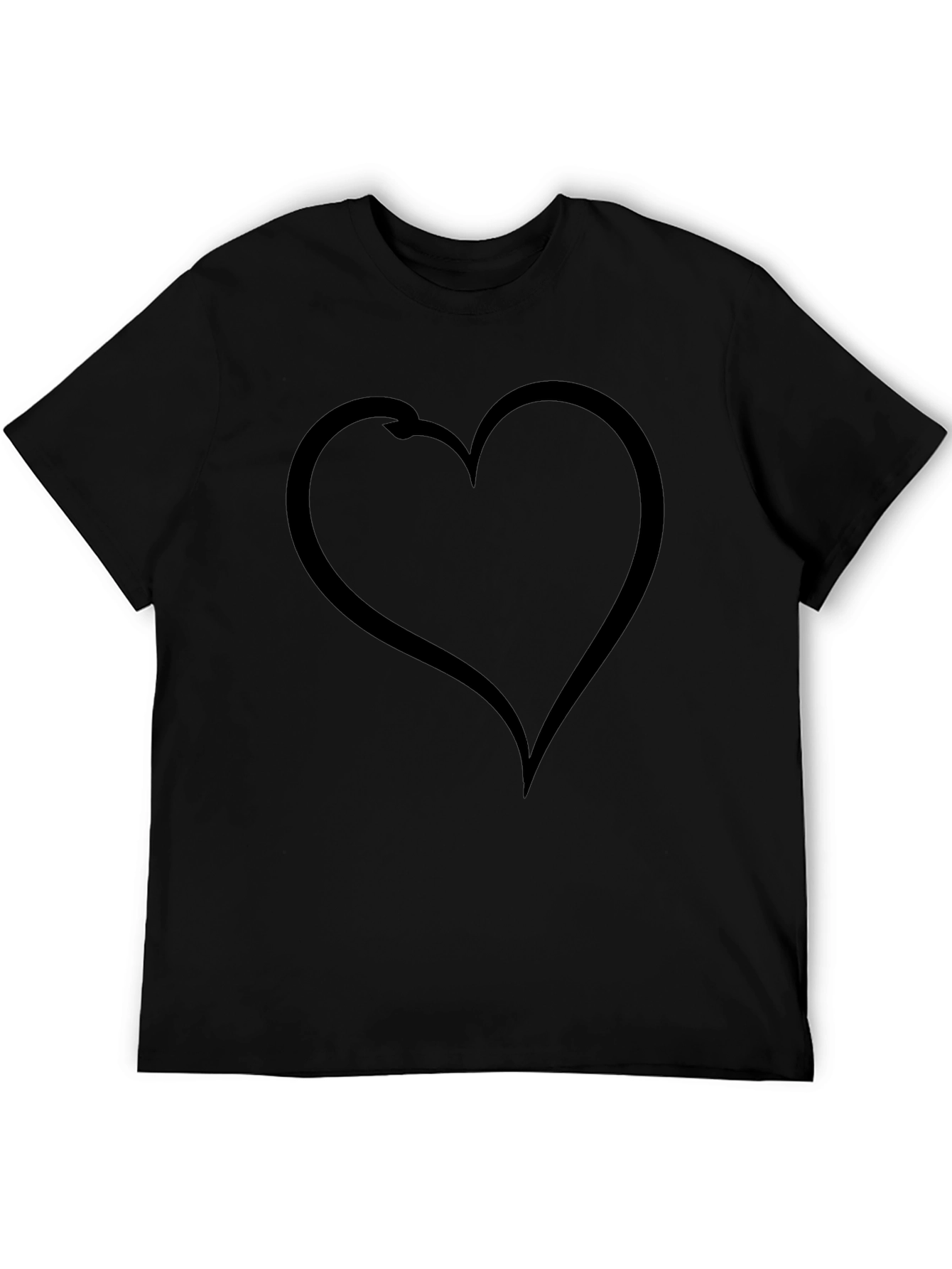Heart Fishing Hook T-Shirt - Black Cotton Graphic Tee