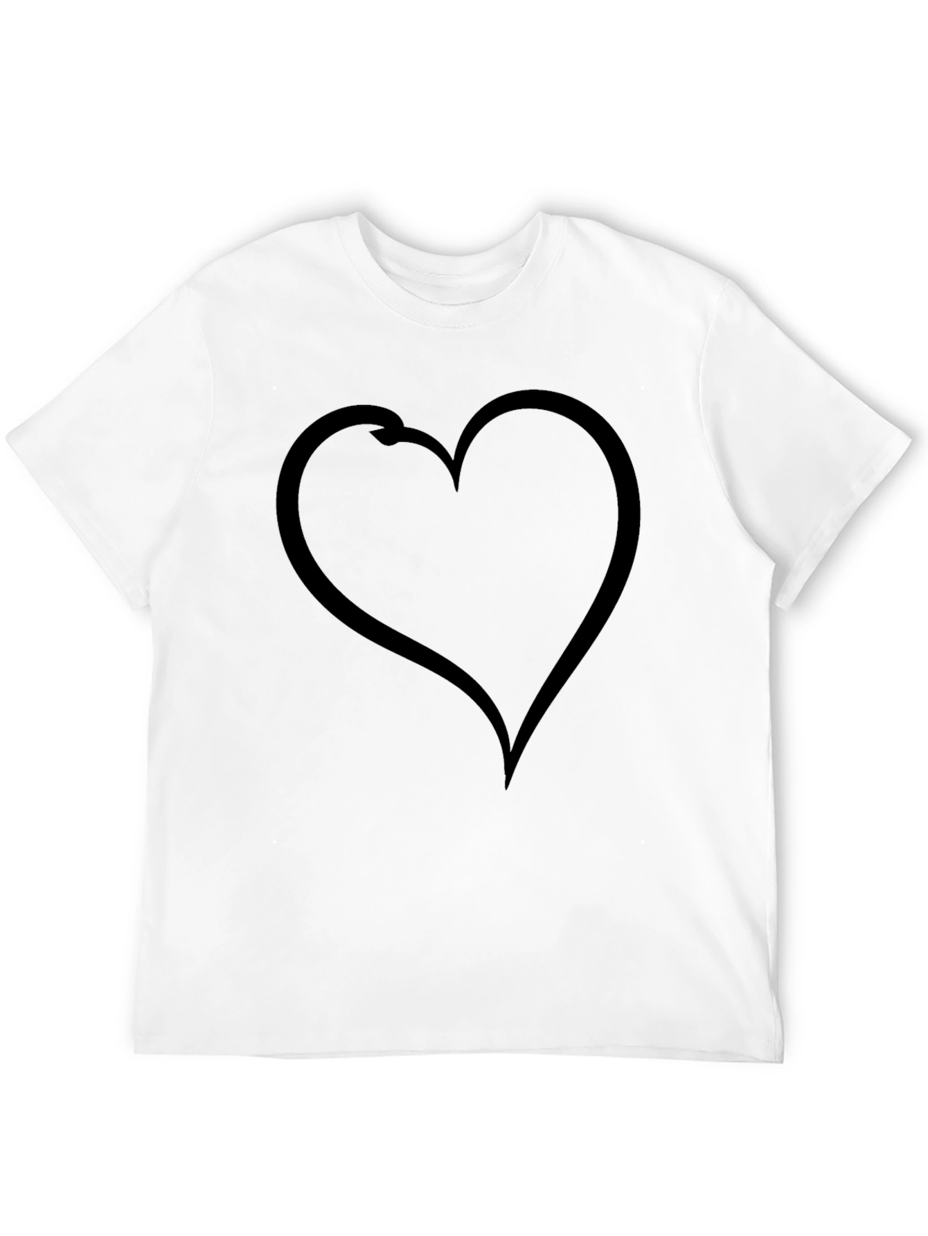 Heart Fishing Hook T-Shirt - Black Cotton Graphic Tee