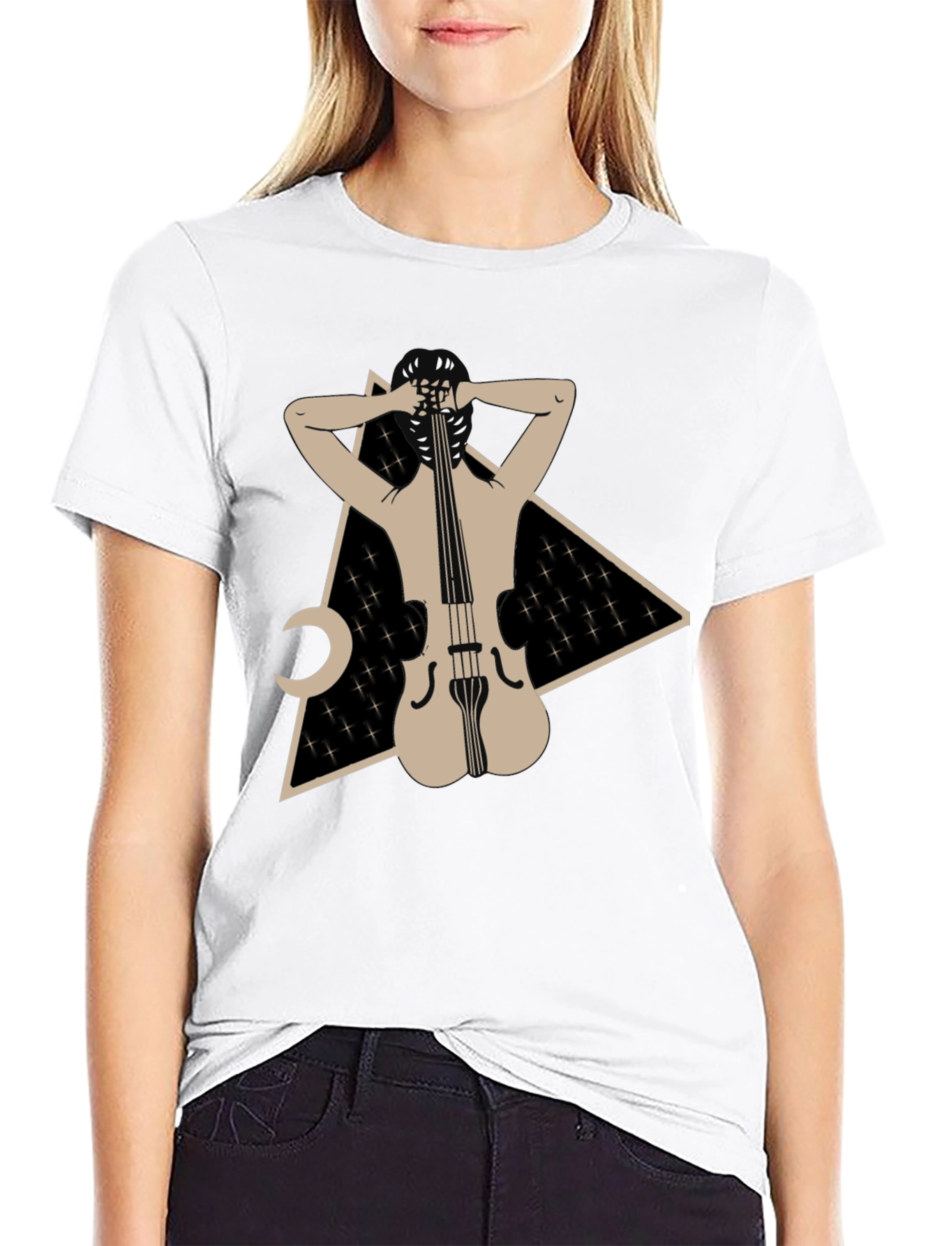 Abstract Cello Graphic Tee - Unique Design