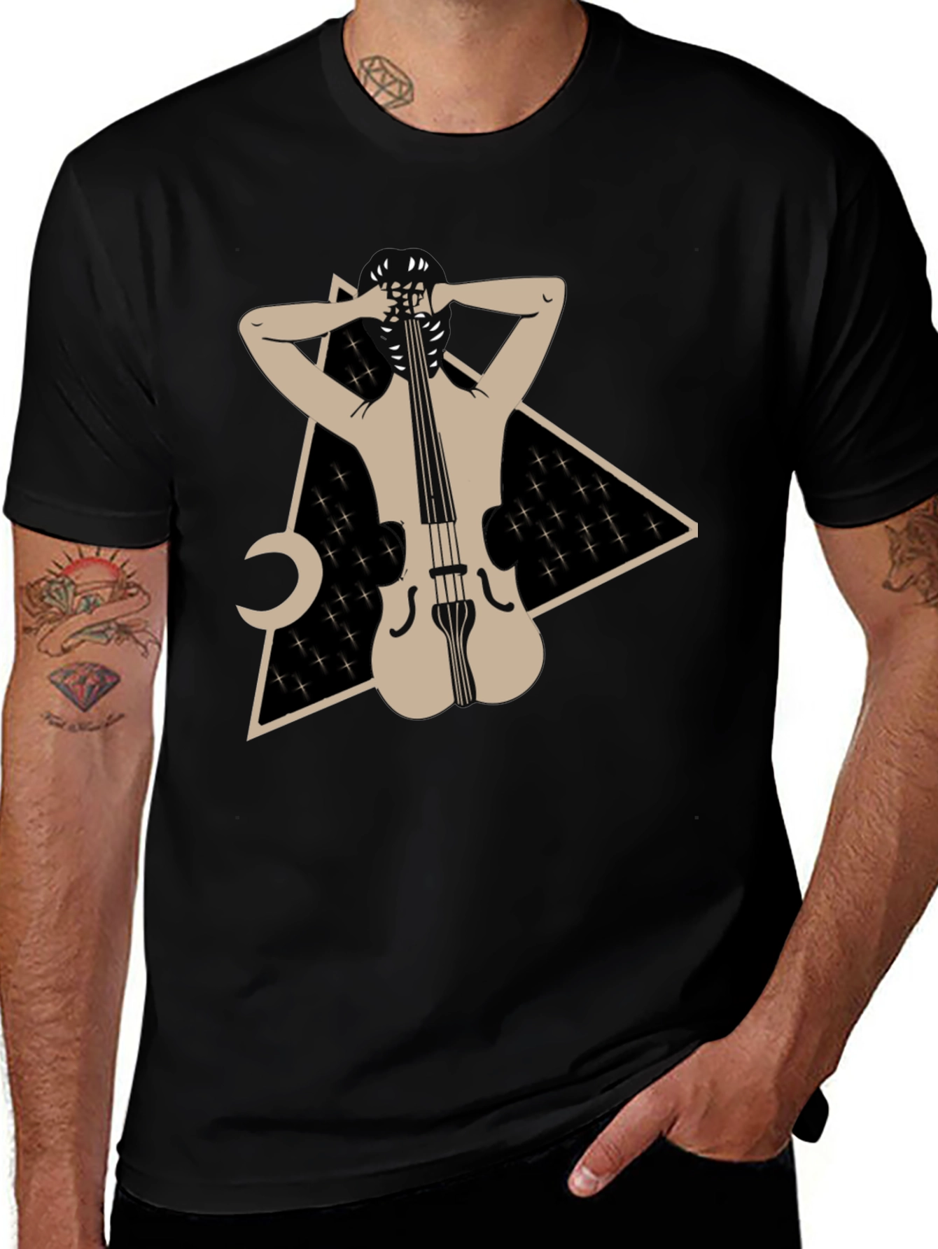 Abstract Cello Graphic Tee - Unique Design