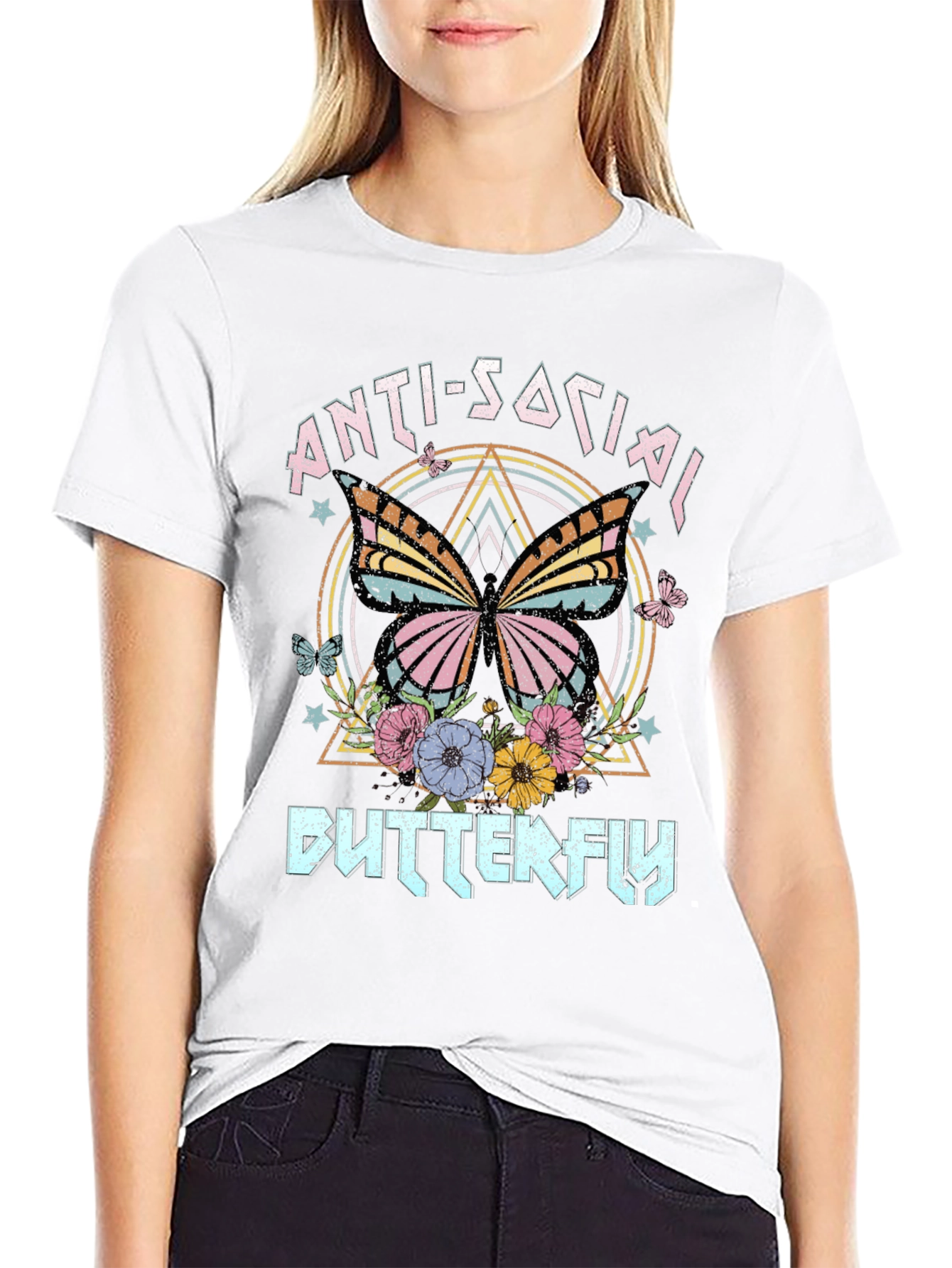 Anti-Social Butterfly Graphic T-Shirt