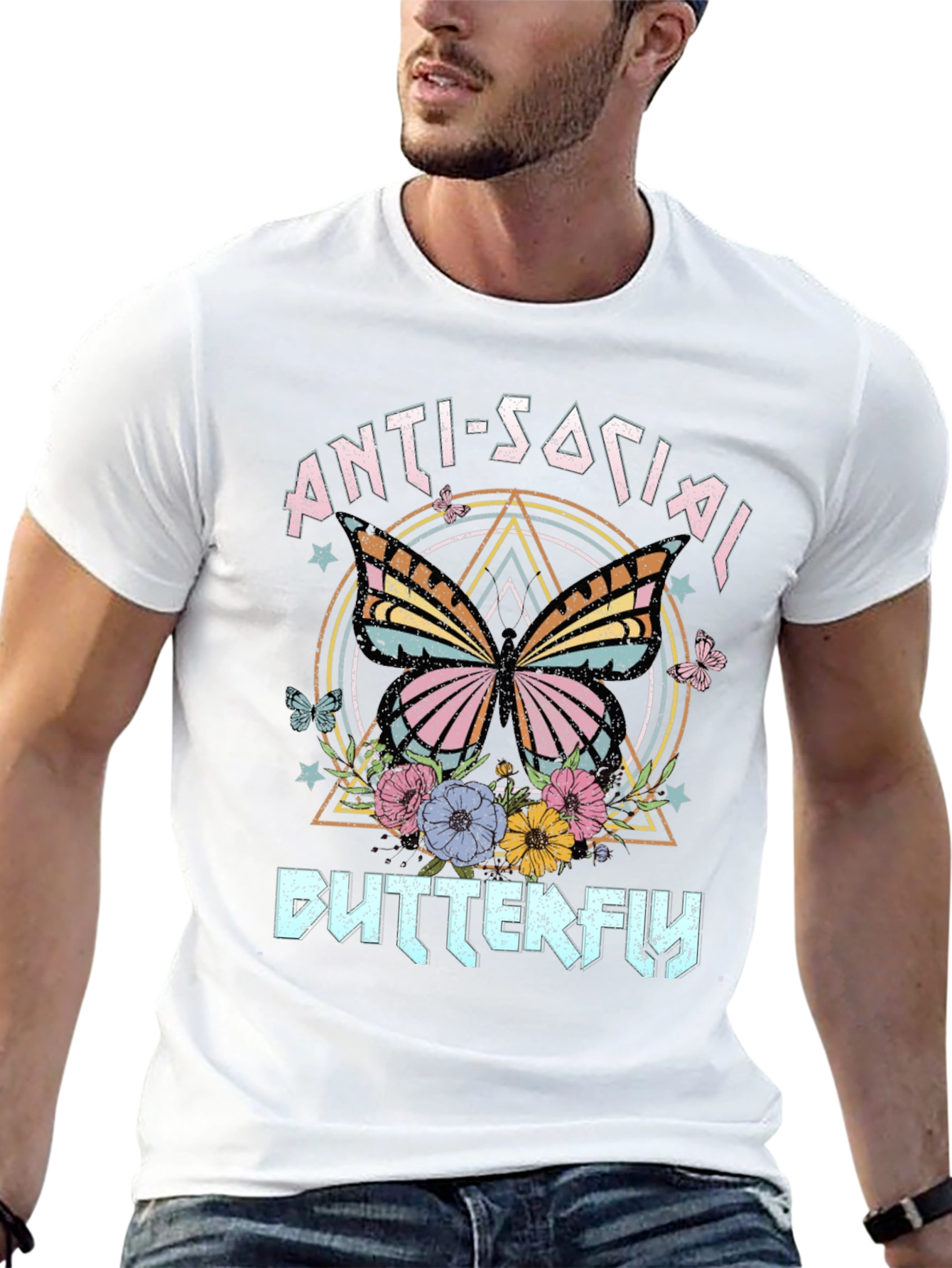 Anti-Social Butterfly Graphic T-Shirt