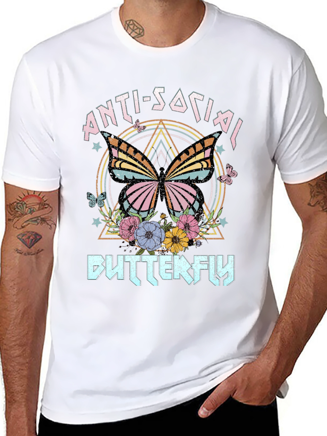 Anti-Social Butterfly Graphic T-Shirt