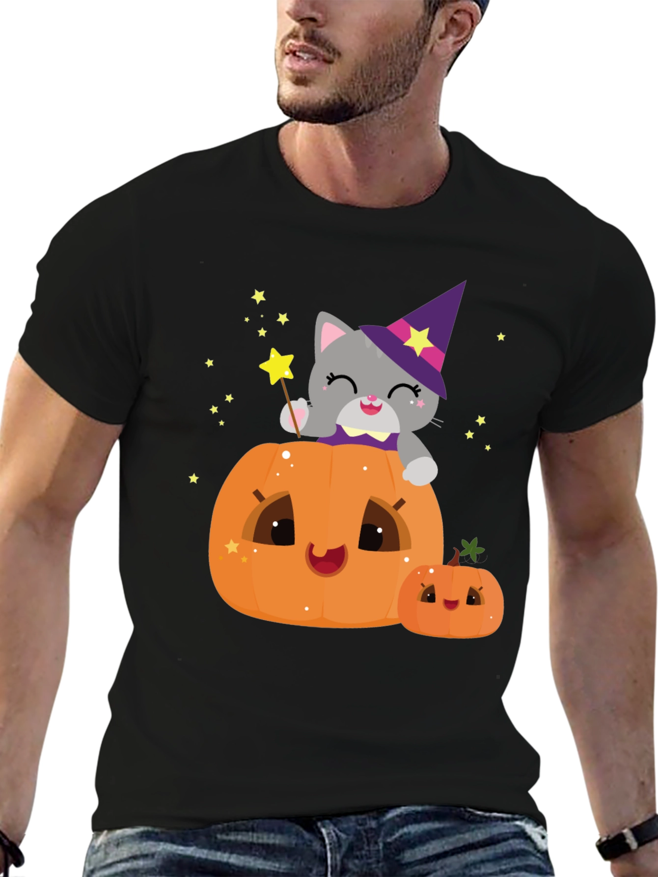 Halloween Cat Pumpkin T-Shirt - Spooky Cute Tee