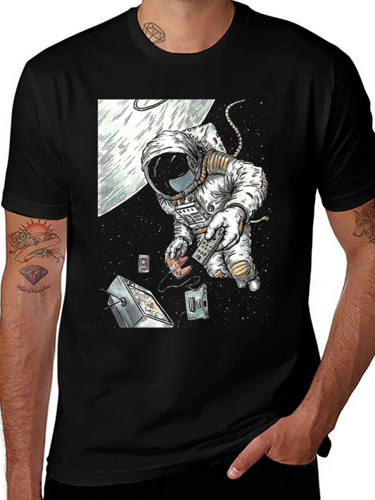 Astronaut in Space Black Graphic Tee