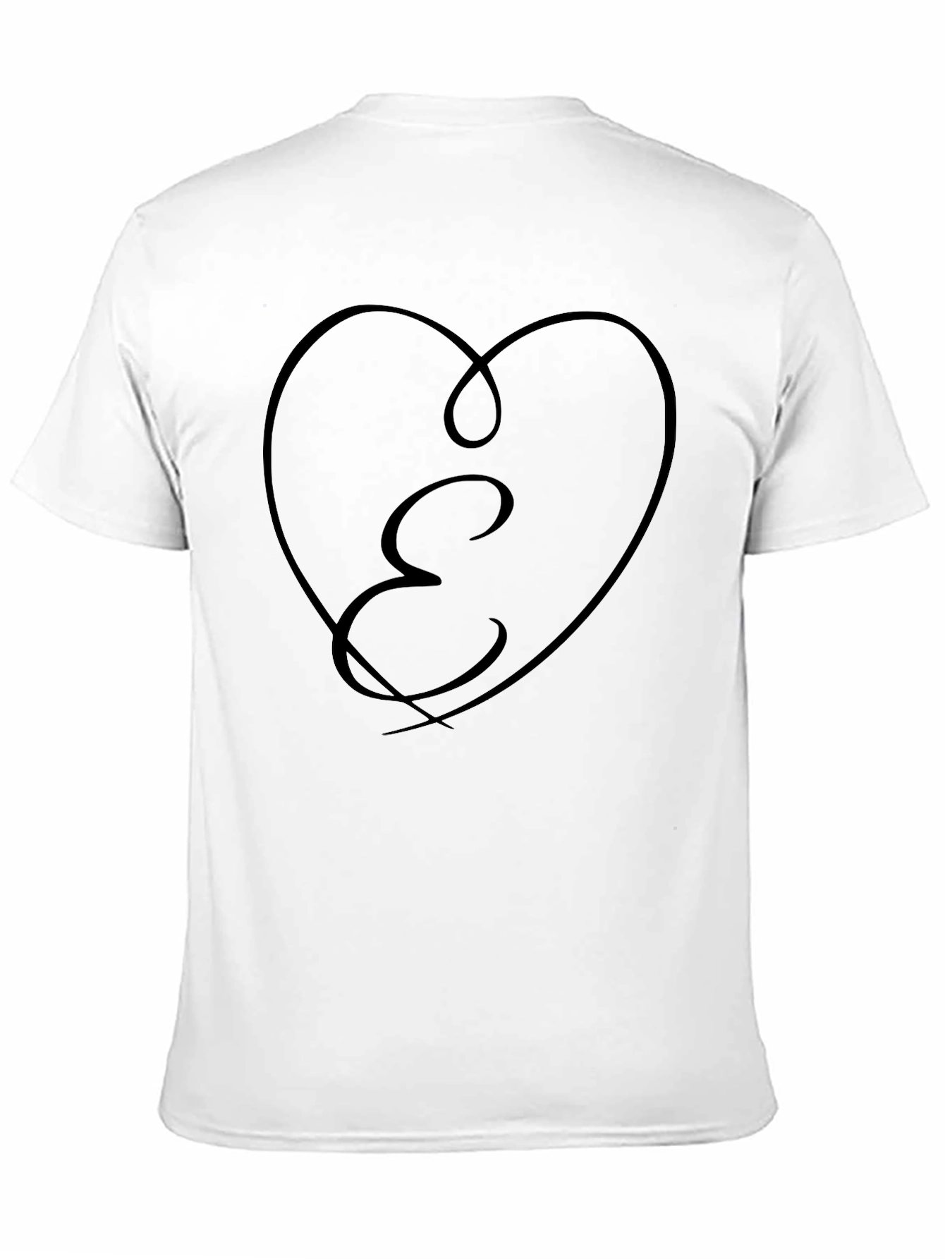 Heart Initial E Black T-Shirt