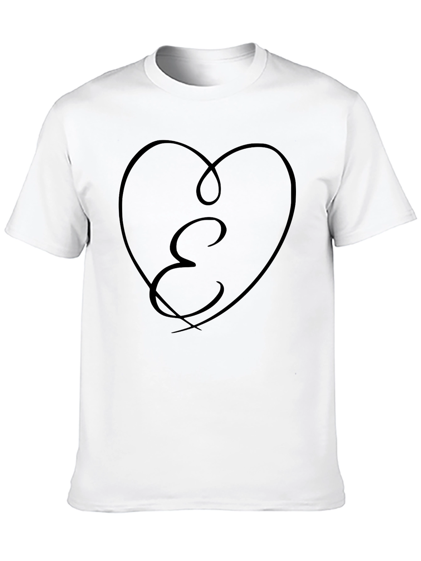 Heart Initial E Black T-Shirt