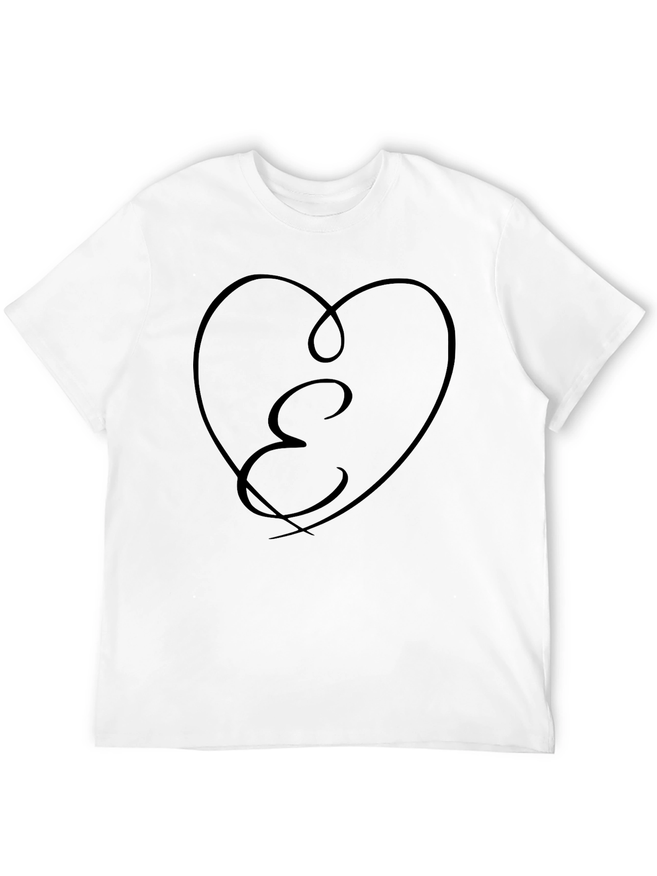 Heart Initial E Black T-Shirt