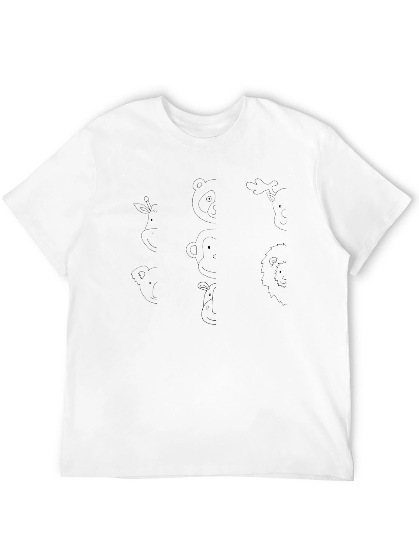 Animal Face Outline Graphic Black T-Shirt