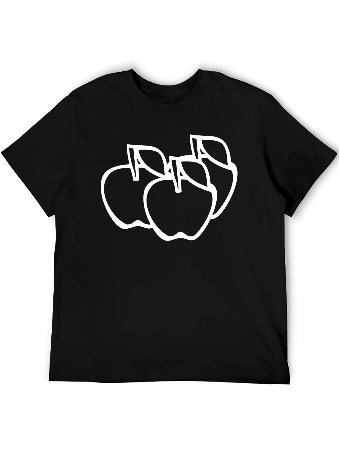 Apple Outline Graphic Black Tee Shirt