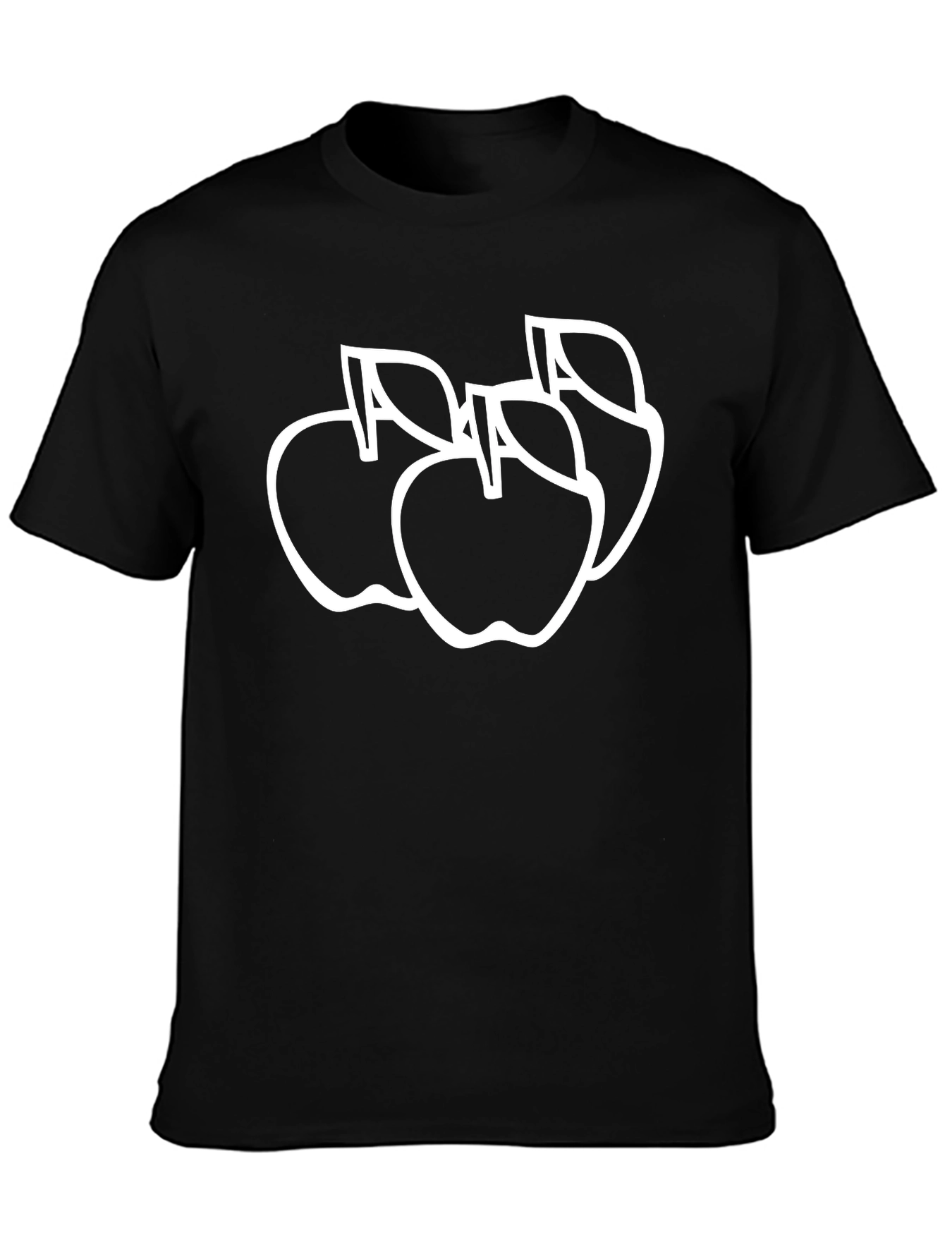 Apple Outline Graphic Black Tee Shirt