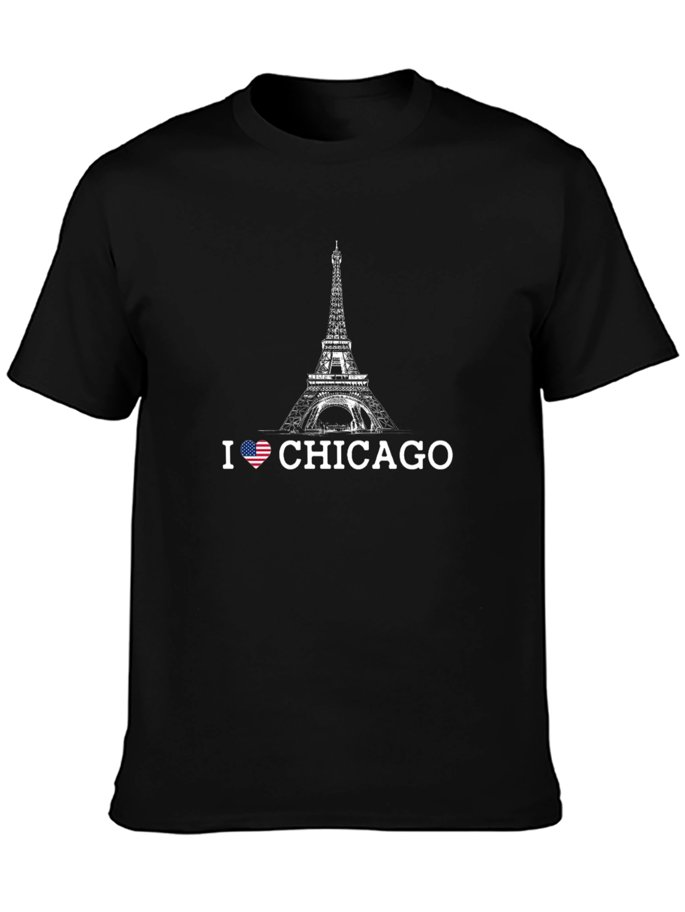 I Love Chicago Eiffel Tower Graphic Tee - Black