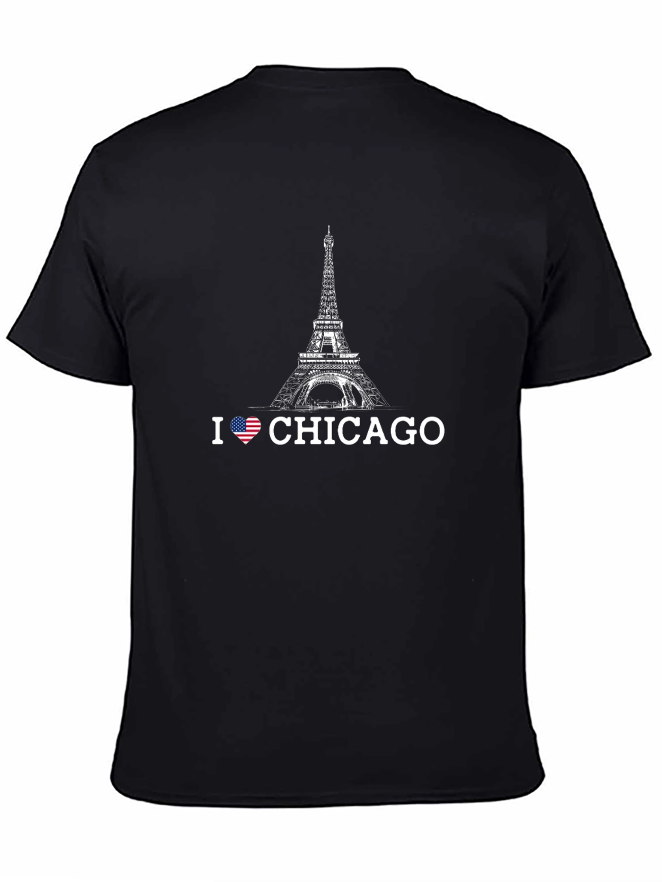 I Love Chicago Eiffel Tower Graphic Tee - Black