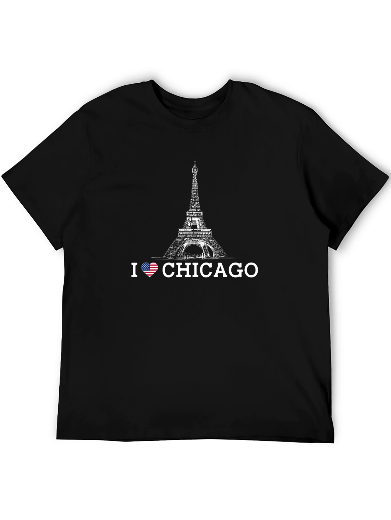 I Love Chicago Eiffel Tower Graphic Tee - Black