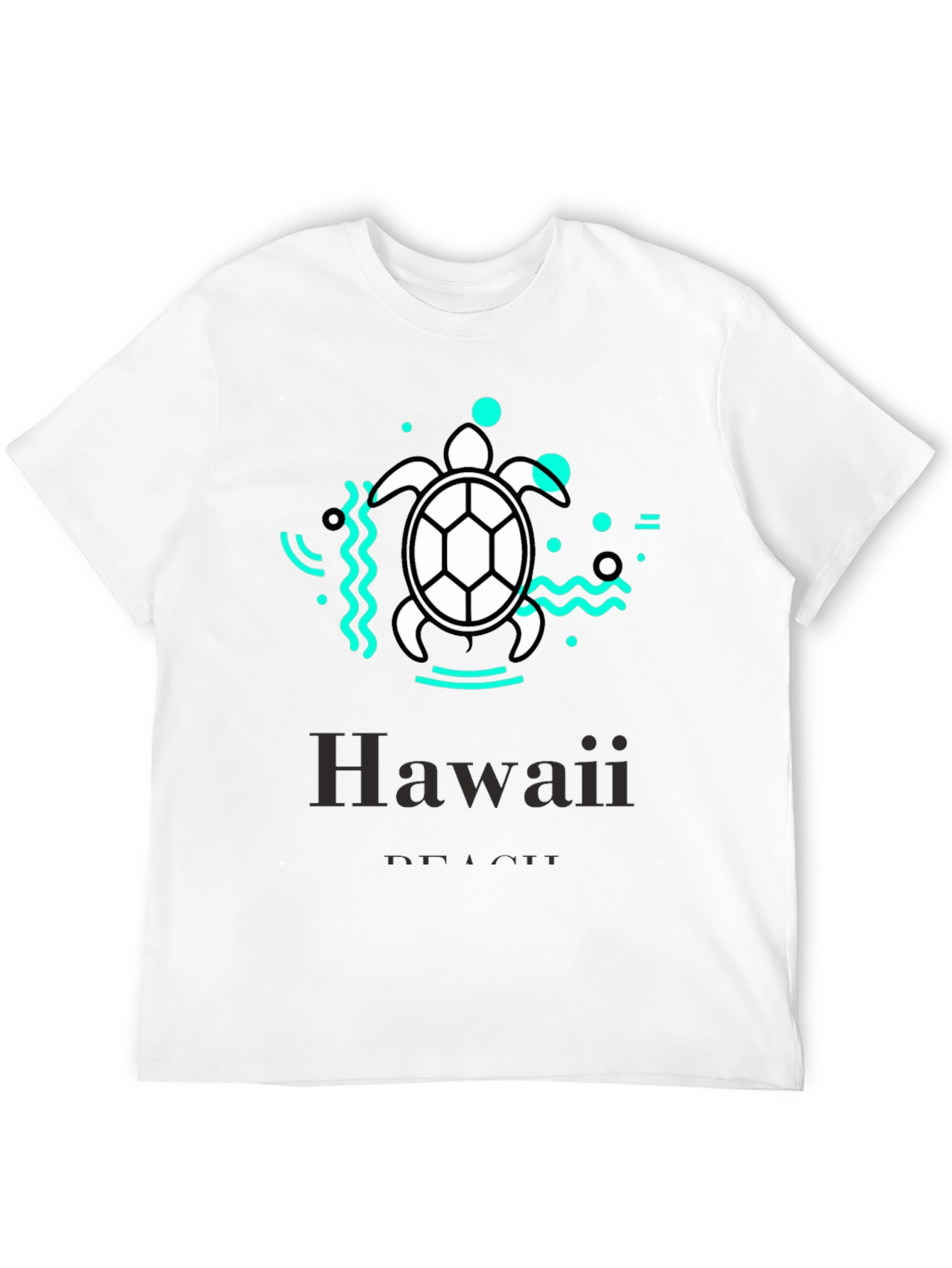 Hawaii Beach Turtle Graphic Tee - Black Cotton T-Shirt