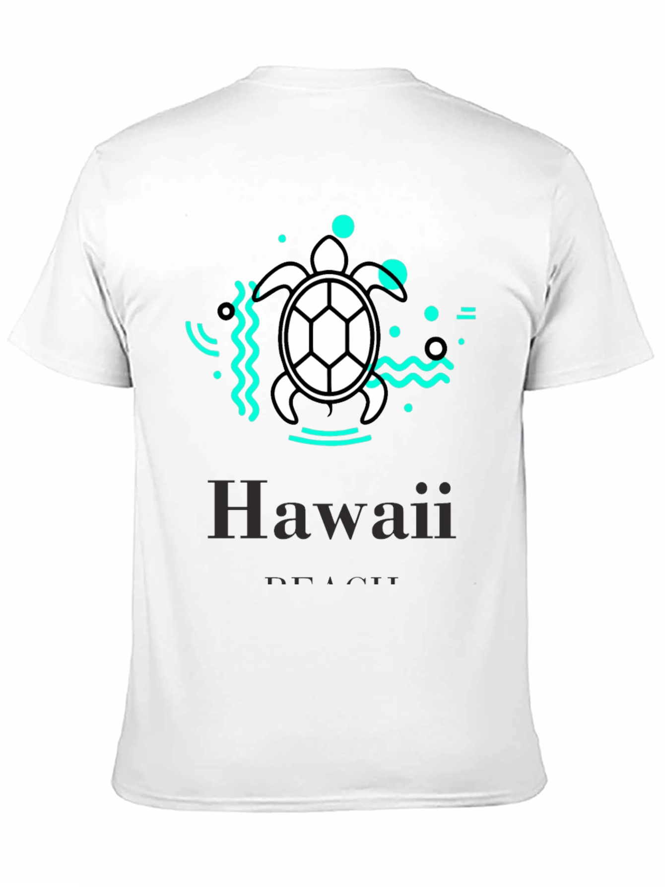 Hawaii Beach Turtle Graphic Tee - Black Cotton T-Shirt